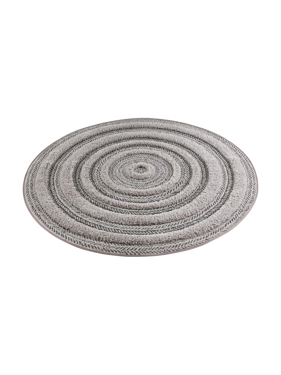 Tapis rond outdoor à effet relief Nador, Anthracite, gris