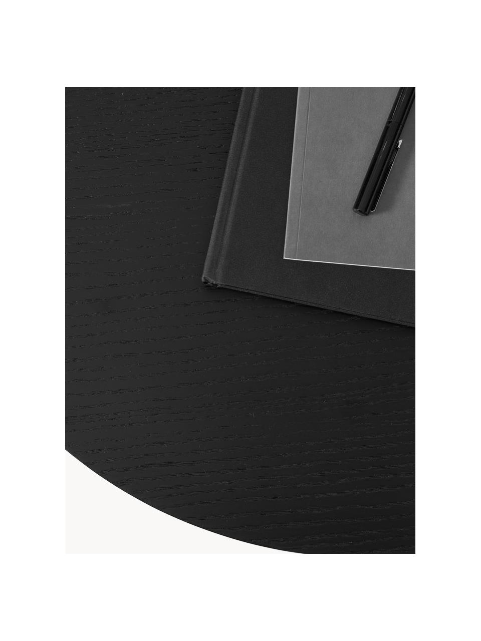 Ovaler Holz-Couchtisch Toni, Mitteldichte Holzfaserplatte (MDF) mit Eichenholzfurnier, lackiert, Schwarz, B 100 x T 55 cm