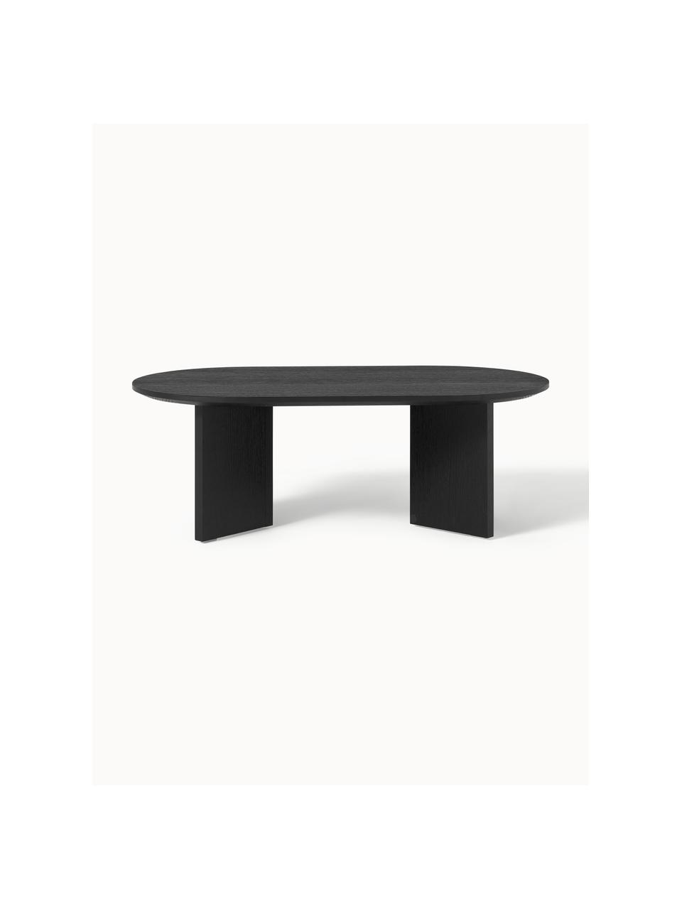 Table basse ovale en bois Toni, MDF avec placage en bois de chêne, laqué, Noir, Ø 100 x haut. 55 cm