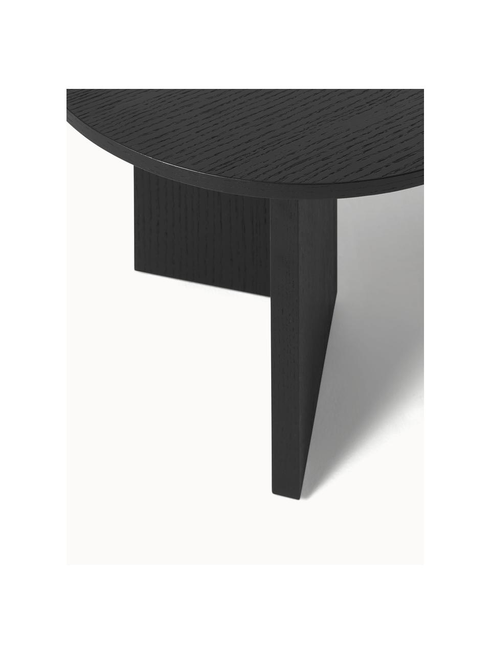 Table basse ovale en bois Toni, MDF avec placage en bois de chêne, laqué, Noir, Ø 100 x haut. 55 cm