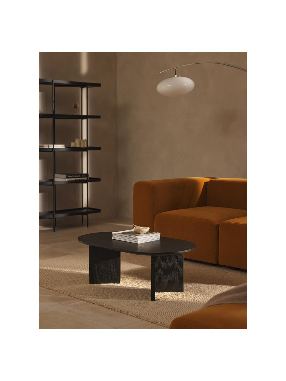 Mesa de centro ovalada de madera Toni, Tablero de fibras de densidad media (MDF) chapado en madera de roble pintado

Este producto está hecho de madera de origen sostenible y con certificación FSC®., Negro, An 100 x F 55 cm