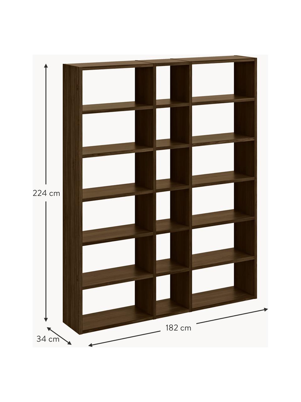 Scaffale in legno Pombal, Truciolato con finitura in legno di noce

Questo prodotto è realizzato con legno di provenienza sostenibile e certificato FSC®., Legno laccato marrone scuro, Larg. 182 x Alt. 224 cm