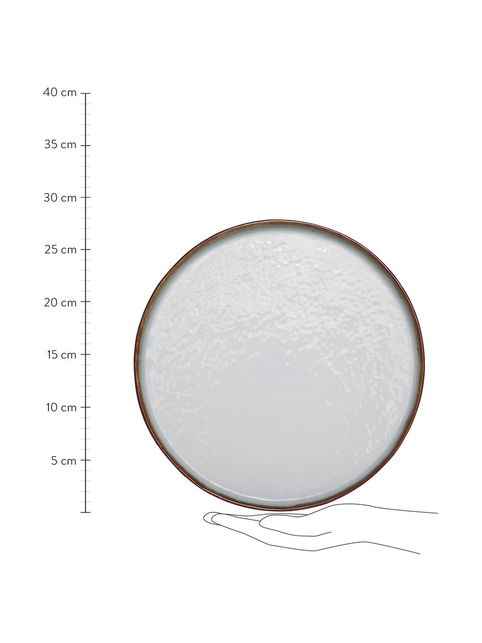 Platos llanos Plato, 4 uds., Gres, Marrón, blanco, Ø 28 cm