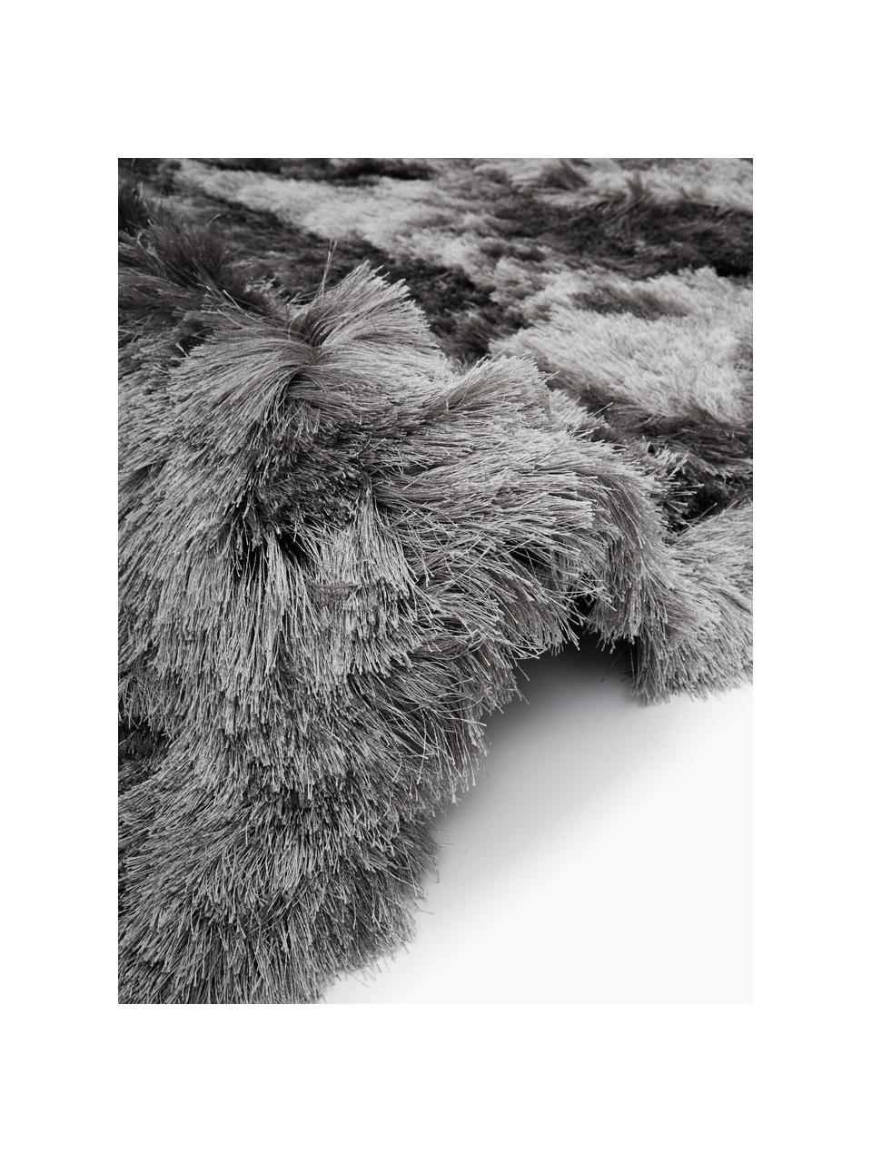 Lesklý koberec s vysokým vlasem Jimmy, kulatý, Tmavě šedá, Ø 200 cm (velikost L)