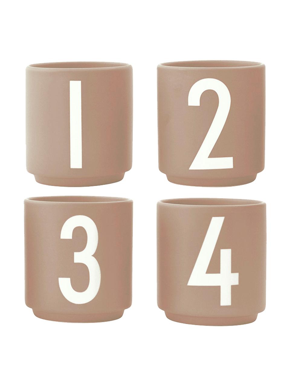 Tazas de diseño 1234, 4 uds., Porcelana fina de hueso (porcelana)
Fine Bone China es una pasta de porcelana fosfática que se caracteriza por su brillo radiante y translúcido., Beige, blanco, Ø 5 x Al 6 cm