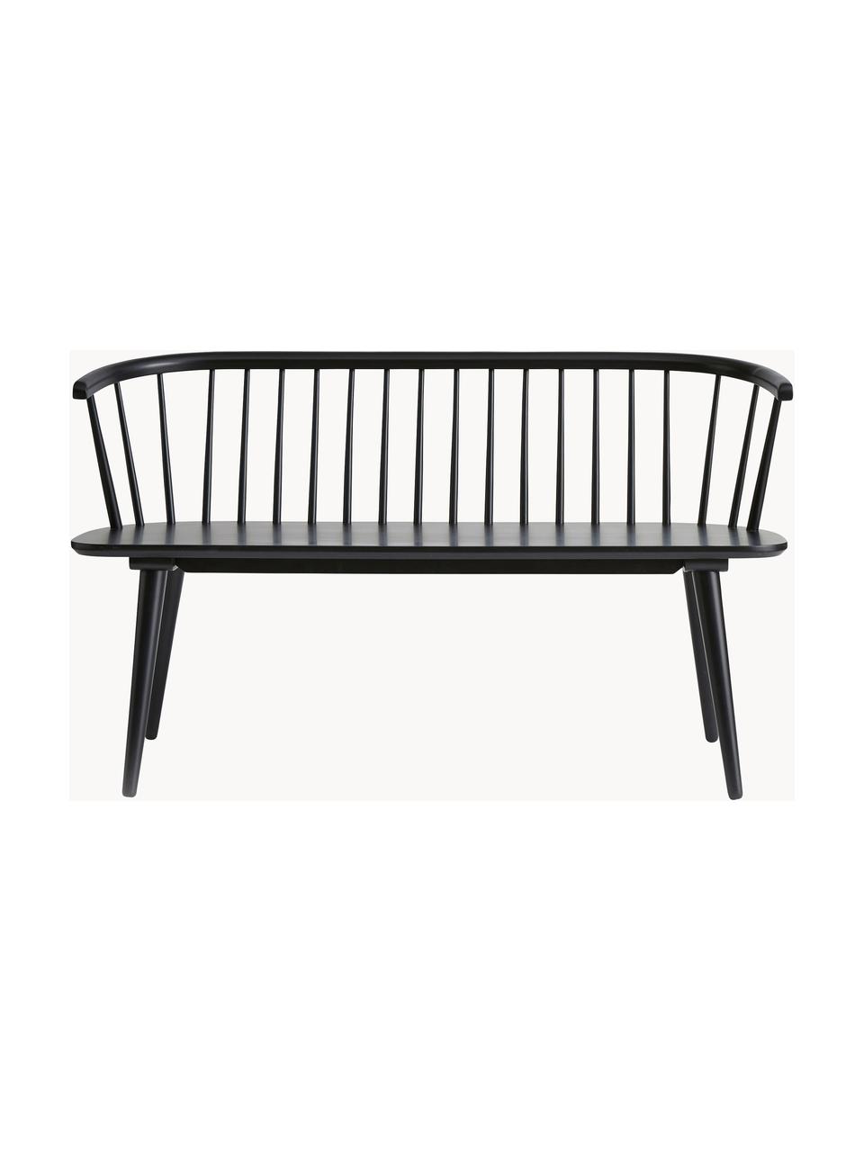 Banc en bois d'hévéa Jolina, Bois d'hévéa massif, Noir, larg. 134 x haut. 76 cm