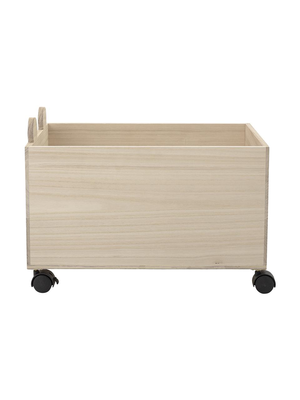 Opbergdoos Biber, Paulowniahout, MDF, Grijs, beige, B 35 x H 31 cm