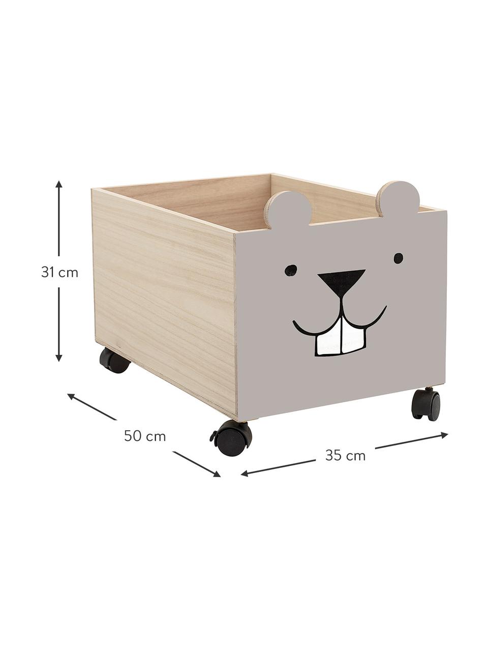 Caja Biber, Madera de Paulownia, tablero de fibras de densidad media (MDF), Gris, bayo, An 35 x Al 31 cm