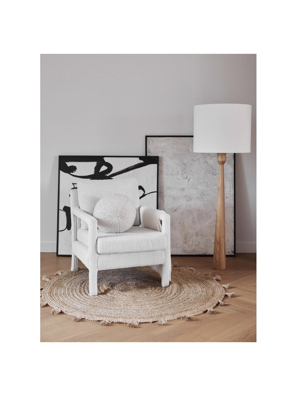 Bouclé fauteuil Zaya, Bekleding: bouclé (100% polyester) M, Frame: massief grenenhout, multi, Bouclé wit, B 65 x D 75 cm