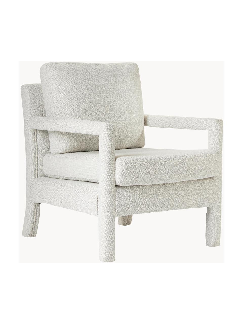 Sillón en tejido bouclé Zaya, Tapizado: tejido bouclé (100% polié, Estructura: madera de pino maciza, ma, Bouclé blanco, An 65 x F 75 cm