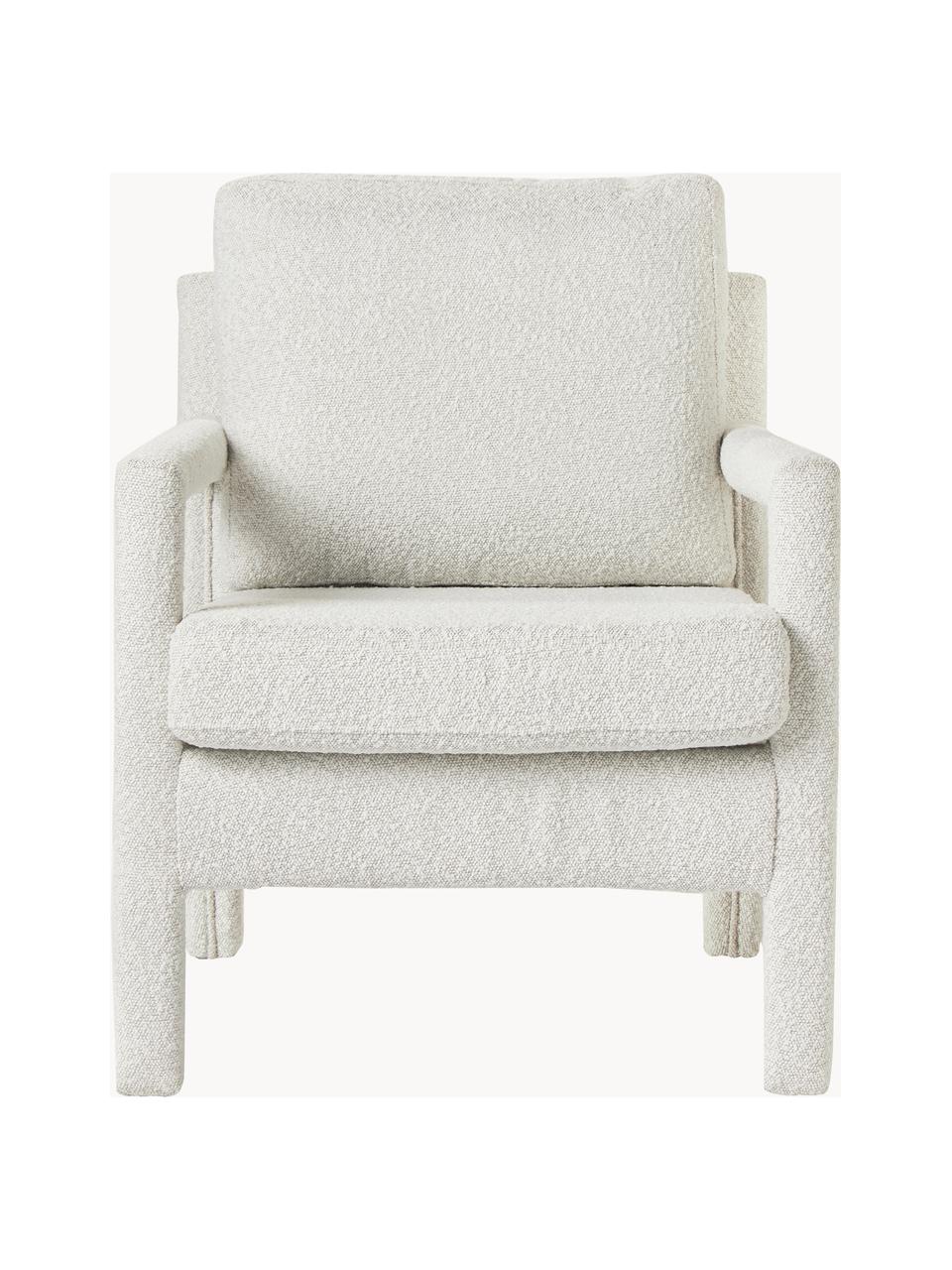 Sillón en tejido bouclé Zaya, Tapizado: tejido bouclé (100% polié, Estructura: madera de pino maciza, ma, Bouclé blanco, An 65 x F 75 cm