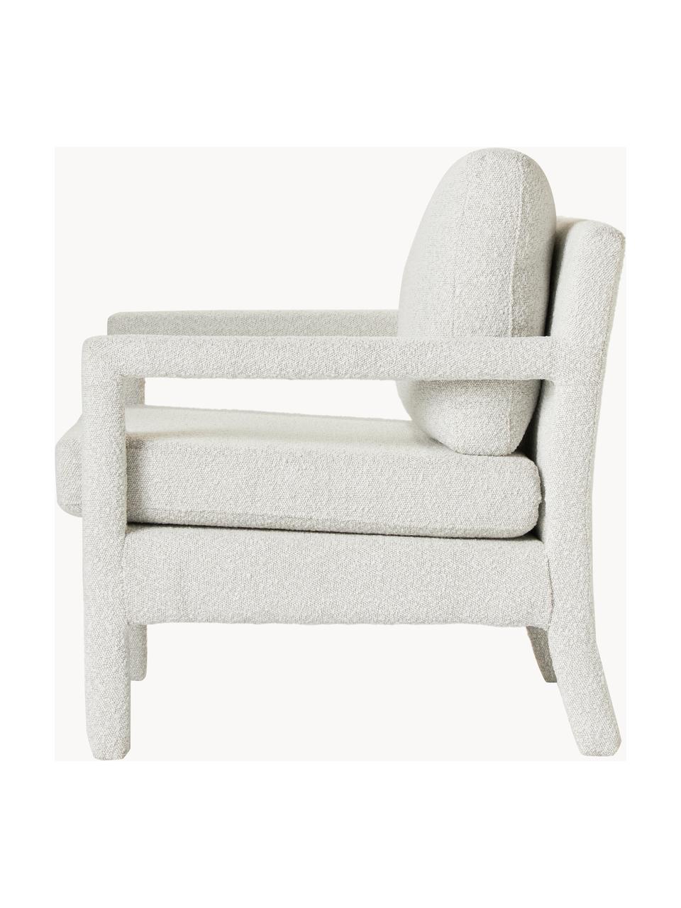 Bouclé fauteuil Zaya, Bekleding: bouclé (100% polyester) M, Frame: massief grenenhout, multi, Bouclé wit, B 65 x D 75 cm