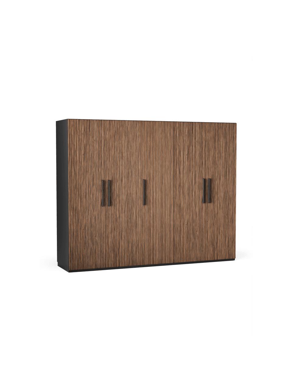 Modulární skříň ve vzhledu ořechového dřeva s otočnými dveřmi Simone, šířka 250 cm, více variant, Vzhled ořechového dřeva, černá, Interiér Premium, výška 236 cm