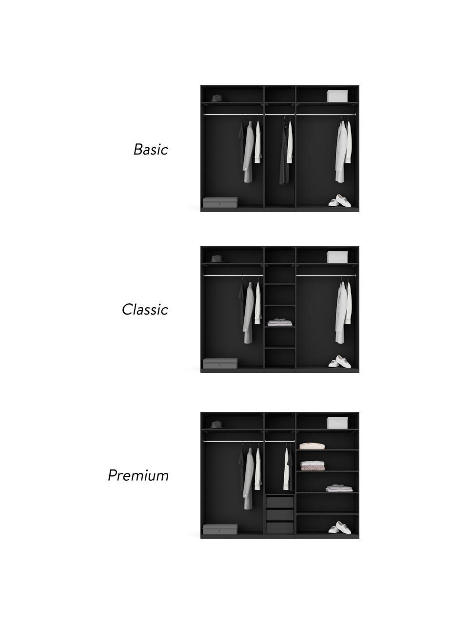 Modularer Drehtürenschrank Simone, 250 cm Breite, mehrere Varianten, Korpus: Spanplatte, FSC-zertifizi, Walnussholz-Optik, Schwarz, Classic Interior, B 250 x H 236 cm
