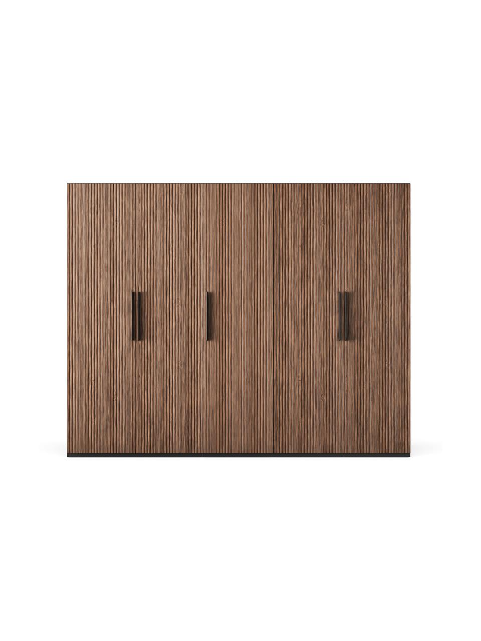 Modulaire draaideurkast Simone, 250 cm breed, diverse varianten, Frame: spaanplaat, FSC-gecertifi, Walnoothout optiek, zwart, Klassiek interieur, B 250 x H 236 cm