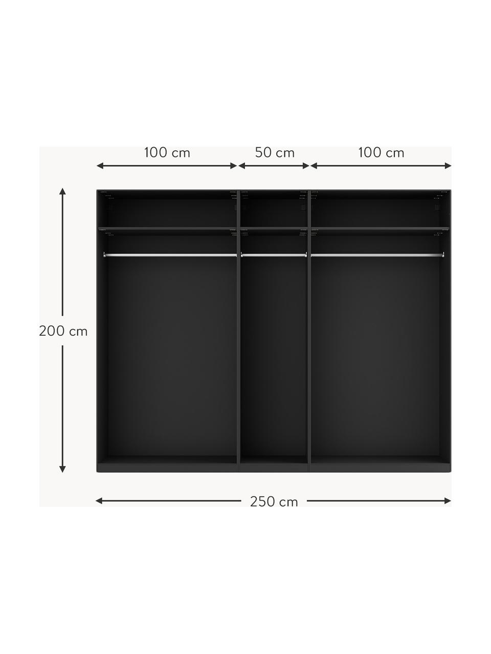 Modulaire draaideurkast Simone, 250 cm breed, diverse varianten, Frame: spaanplaat, FSC-gecertifi, Walnoothout optiek, zwart, Klassiek interieur, B 250 x H 236 cm