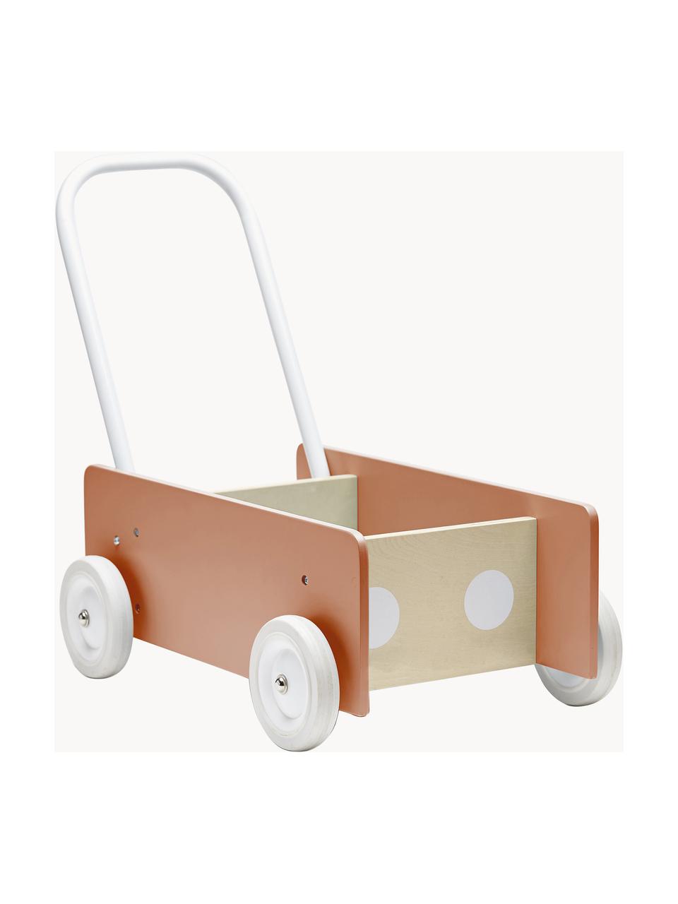 Trotteur Walker, Contreplaqué, métal, plastique, caoutchouc thermoplastique, Brun clair, beige, blanc, larg. 44 x haut. 45 cm