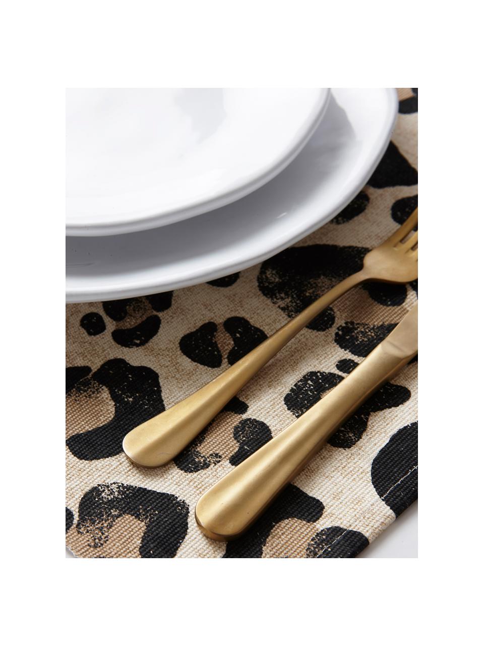 Bavlnené stolové prestieranie s leoparďou potlačou Leo, 2 ks, 100 % bavlna, Béžová, čierna, Š 35 x D 45 cm
