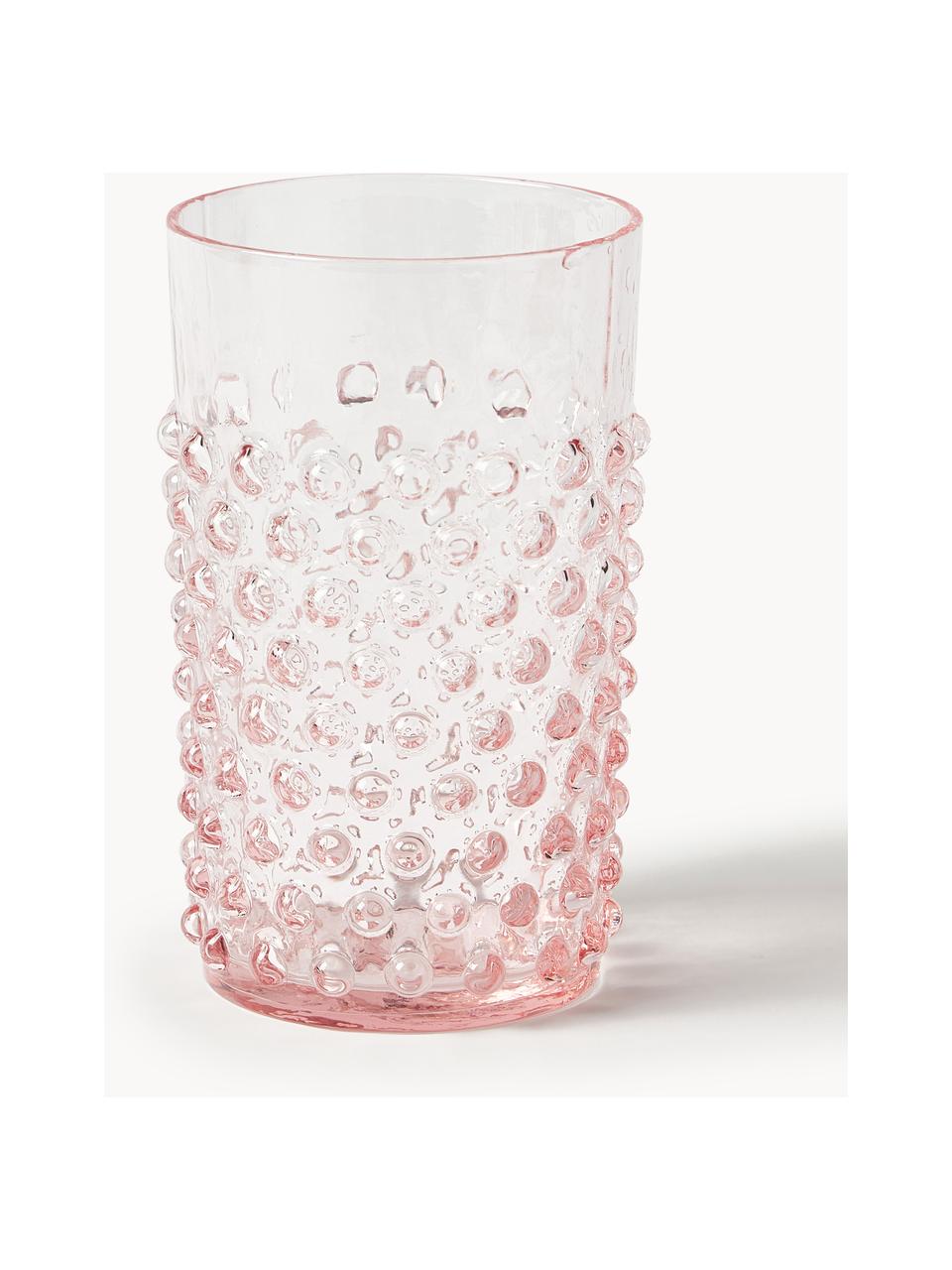 Ręcznie wykonana szklanka Hobnail, 6 szt., Szkło, Blady różowy, Ø 7 x W 11 cm, 200 ml