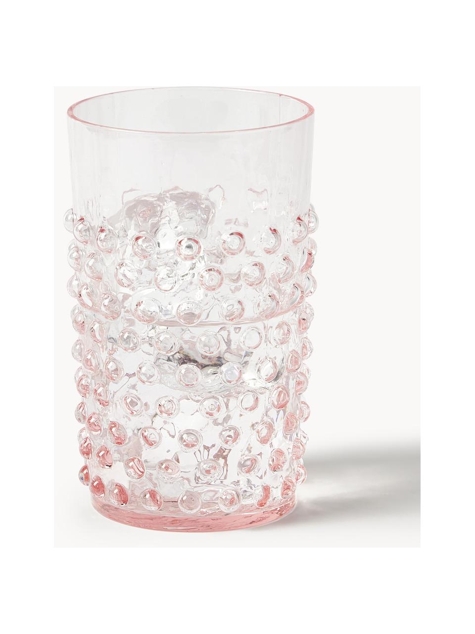Ręcznie wykonana szklanka Hobnail, 6 szt., Szkło, Blady różowy, Ø 7 x W 11 cm, 200 ml
