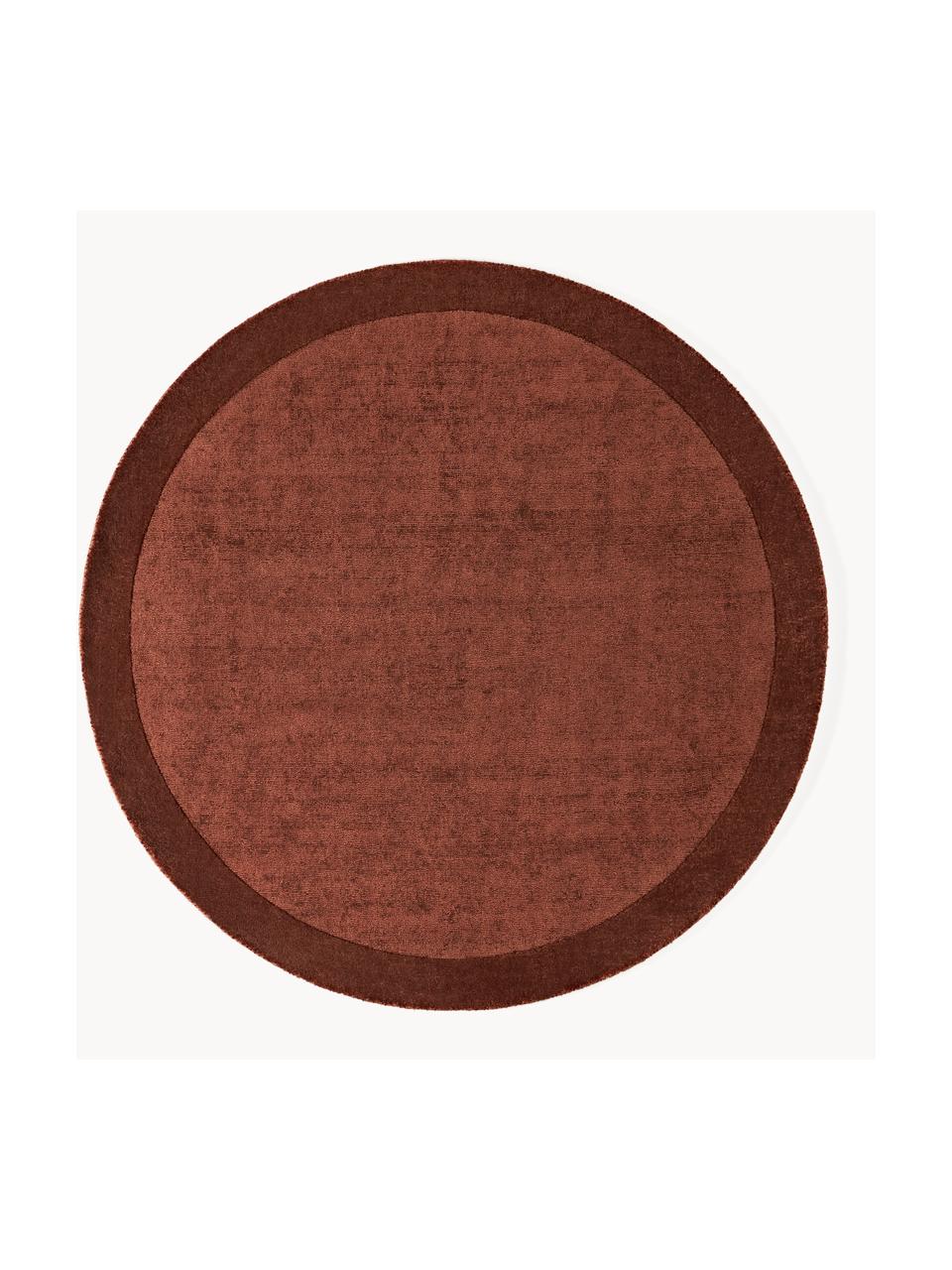 Tapis rond à poils ras Kari, 100 % polyester, certifié GRS, Rouge rouille, Ø 150 cm (taille M)