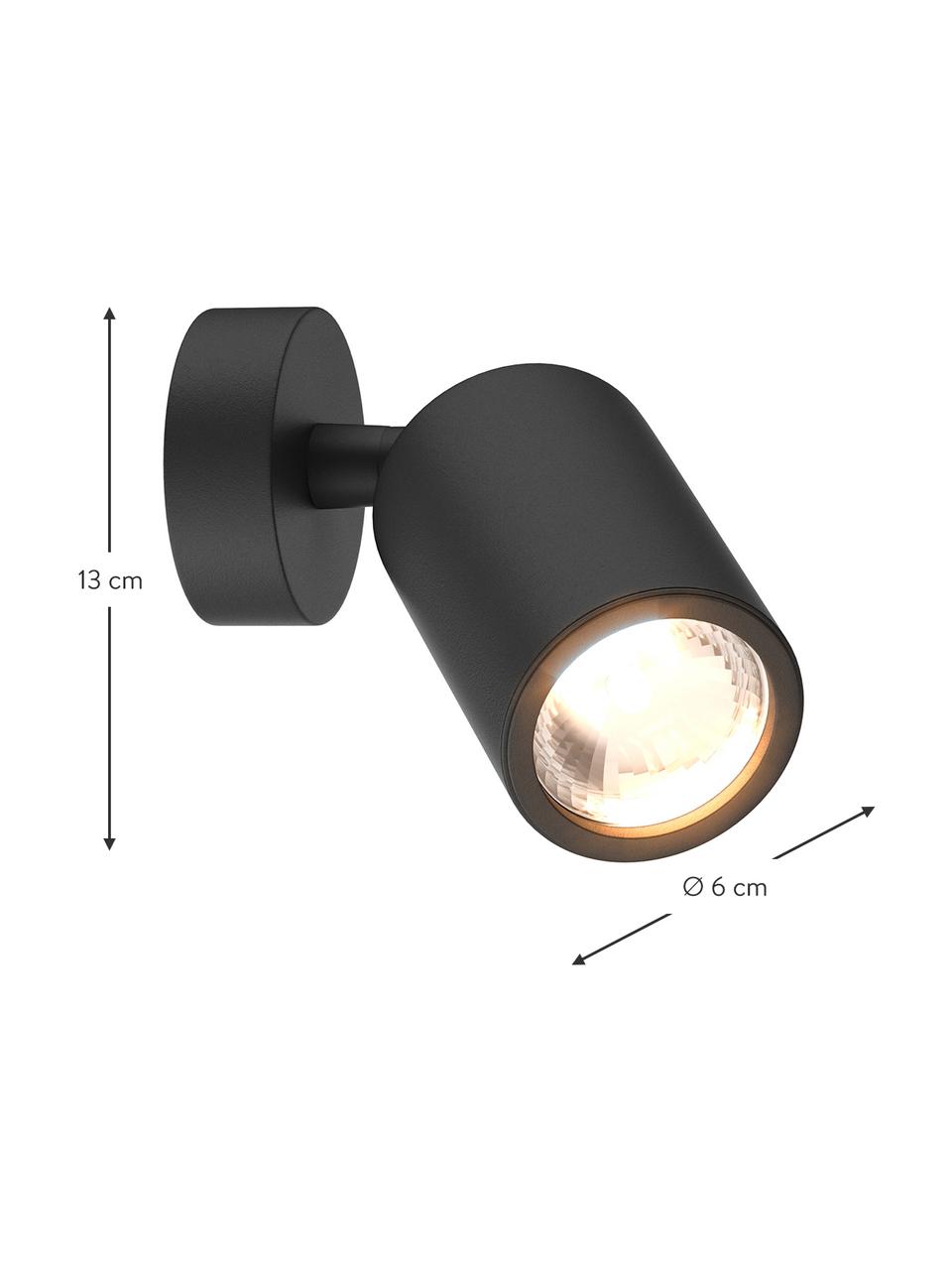Kleiner Verstellbarer Wand- und Deckenstrahler Tori, Lampenschirm: Aluminium, beschichtet, Schwarz, Ø 6 x T 13 cm