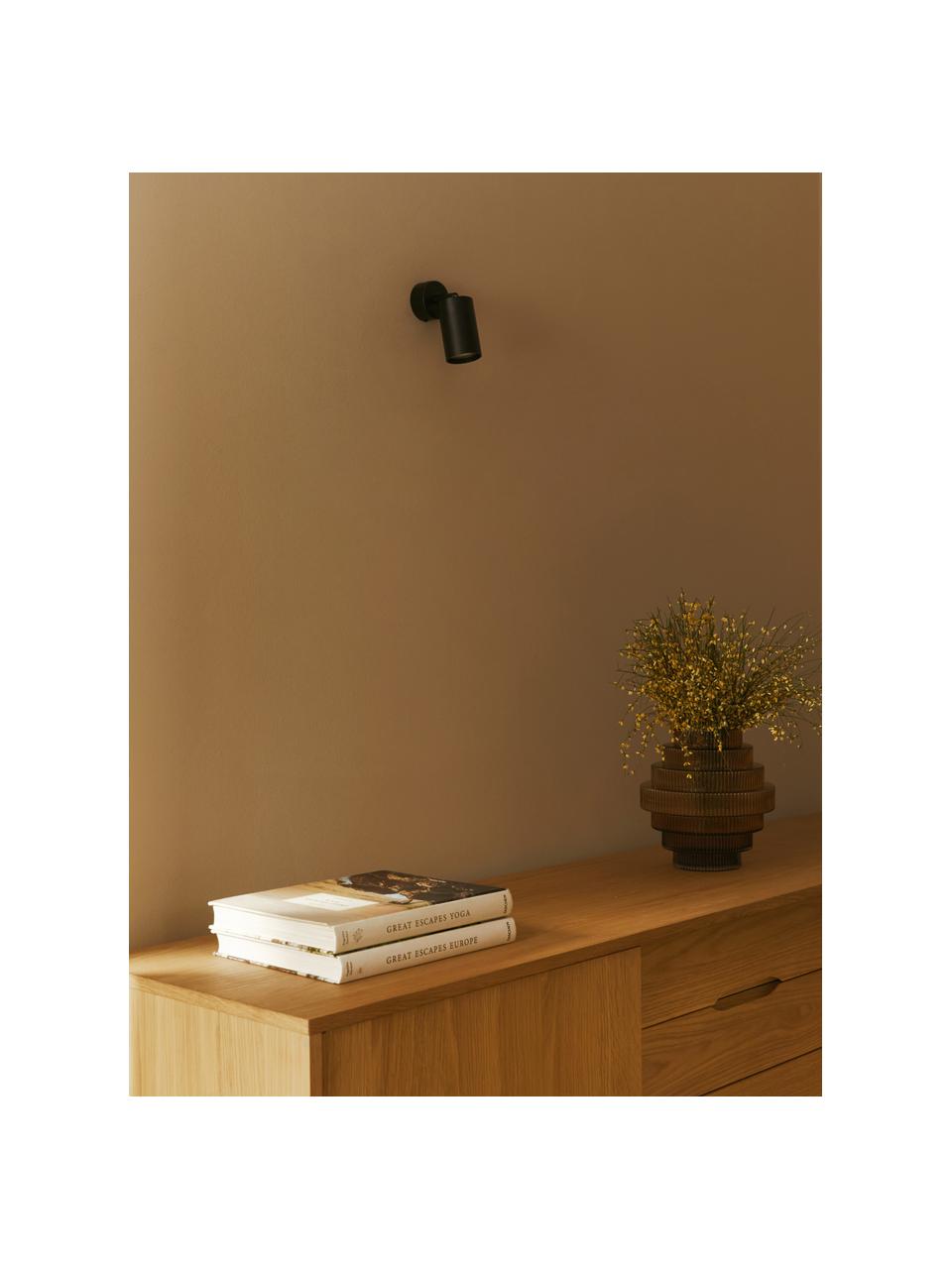 Kleine verstelbare wand-en plafondspot Tori, Lampenkap: gecoat aluminium, Zwart, Ø 6 x D 13 cm