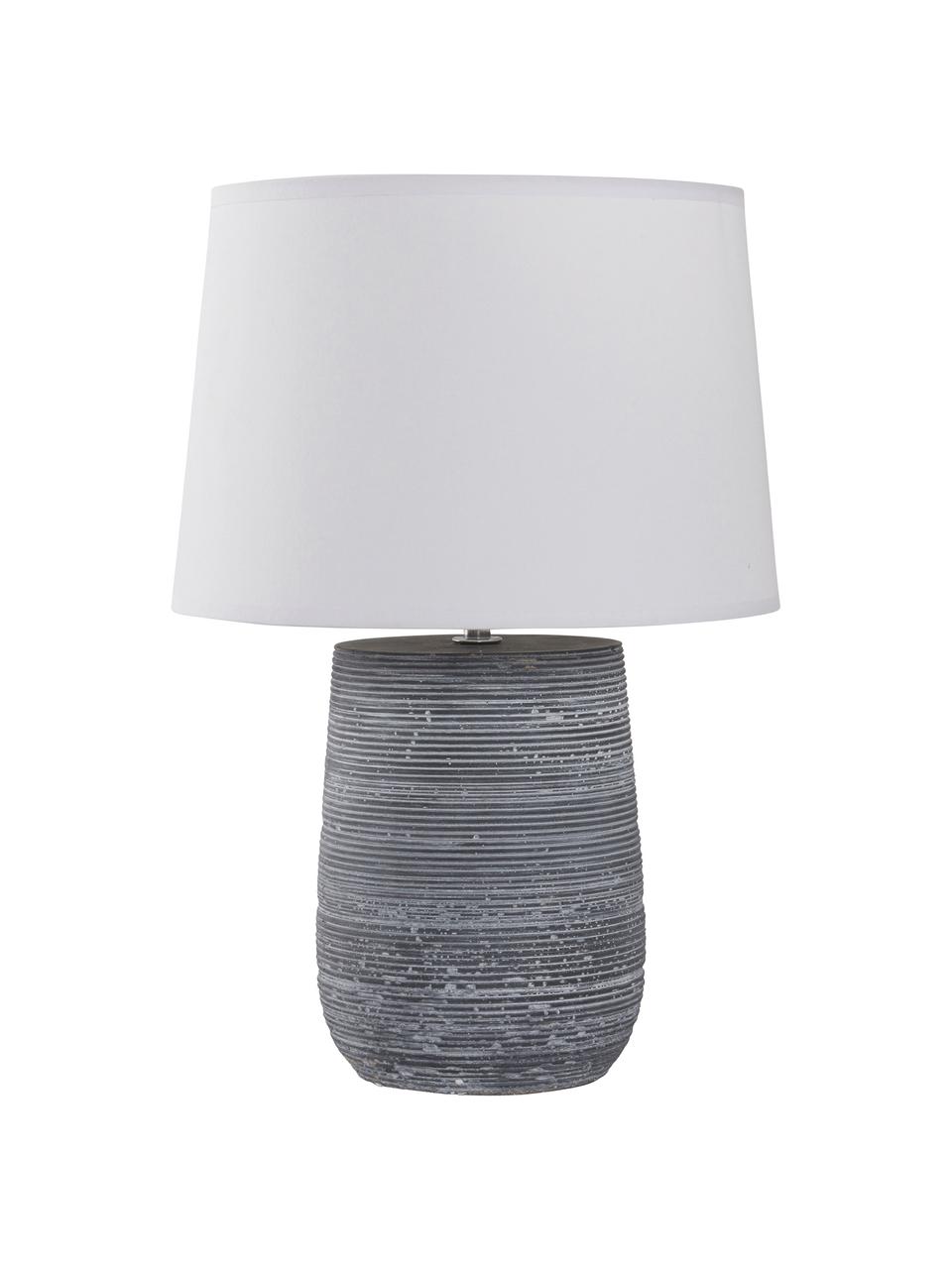 Moderne Tischlampe Clemente mit Betonfuß, Lampenschirm: Baumwolle, Lampenfuß: Beton, Weiß, Grau, Ø 29 x H 42 cm