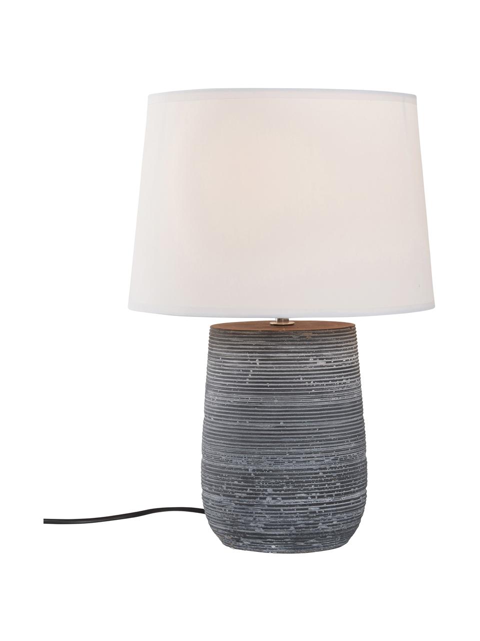 Lámpara de mesa de hormigón Clemente, estilo moderno, Pantalla: algodón, Cable: plástico, Blanco, gris, Ø 29 x Al 42 cm