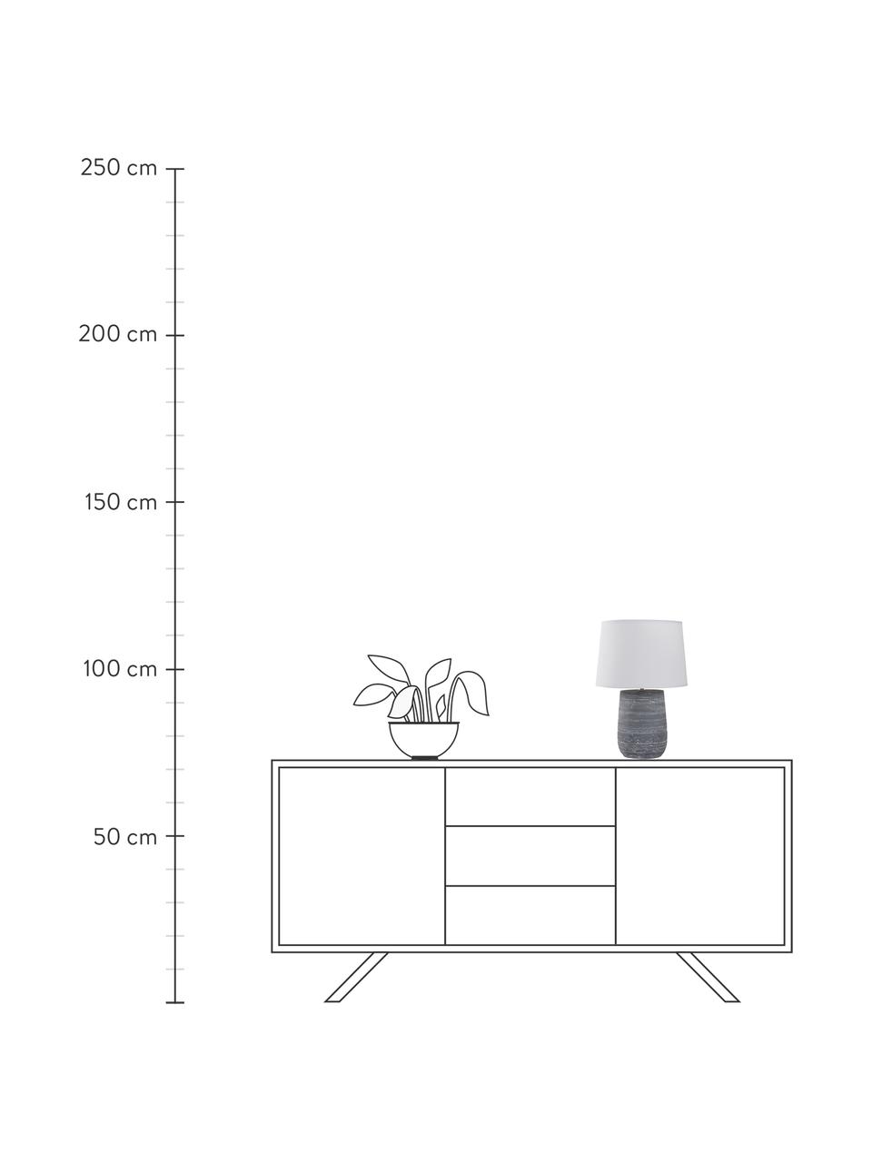 Moderne Tischlampe Clemente mit Betonfuß, Lampenschirm: Baumwolle, Lampenfuß: Beton, Weiß, Grau, Ø 29 x H 42 cm
