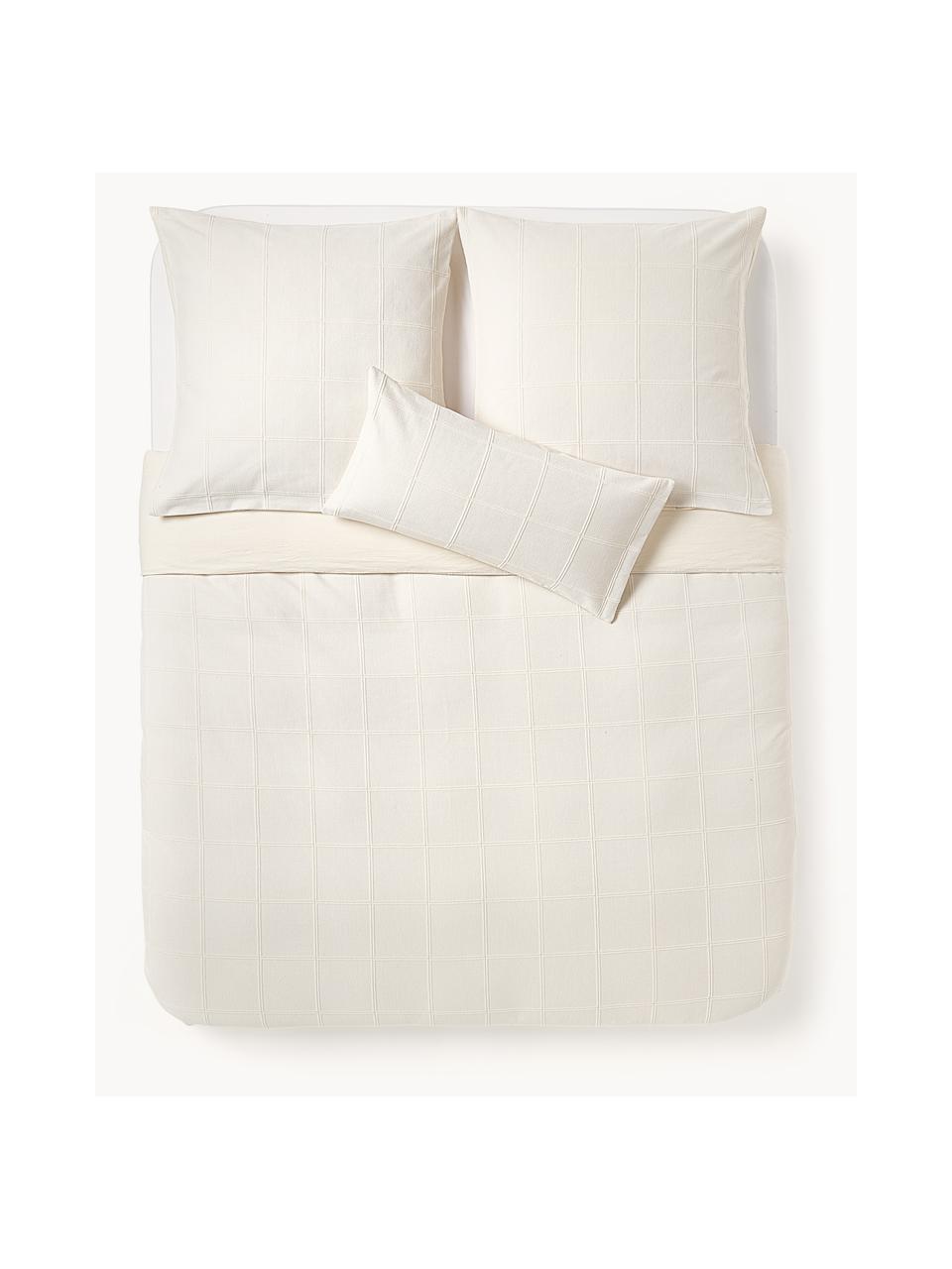 Bettdeckenbezug Vivienne mit getuftetem Karo-Muster, Vorderseite: Off White
Rückseite: Cremeweiß, B 200 x L 200 cm