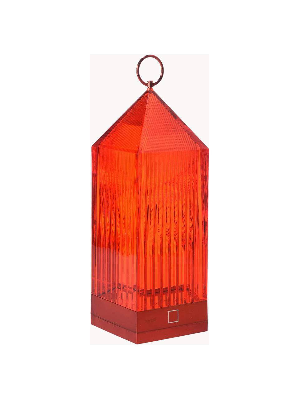 Prenosná exteriérová stolová LED lampa Lantern, Plast, Červená, Š 10 x V 31 cm