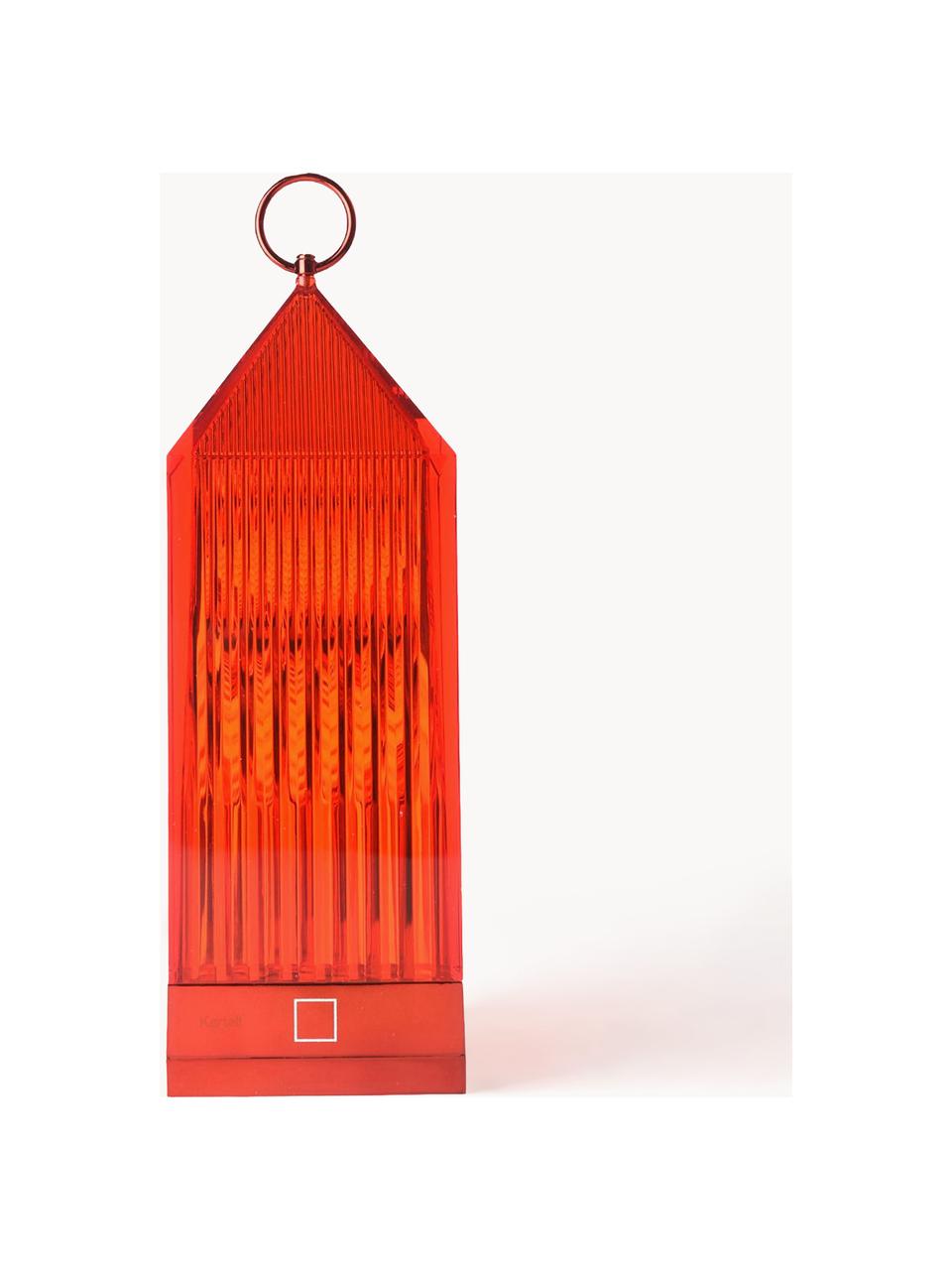 Lampe à poser LED mobile avec station de recharge et intensité variable Lantern, Plastique, Rouge, larg. 10 x haut. 31 cm