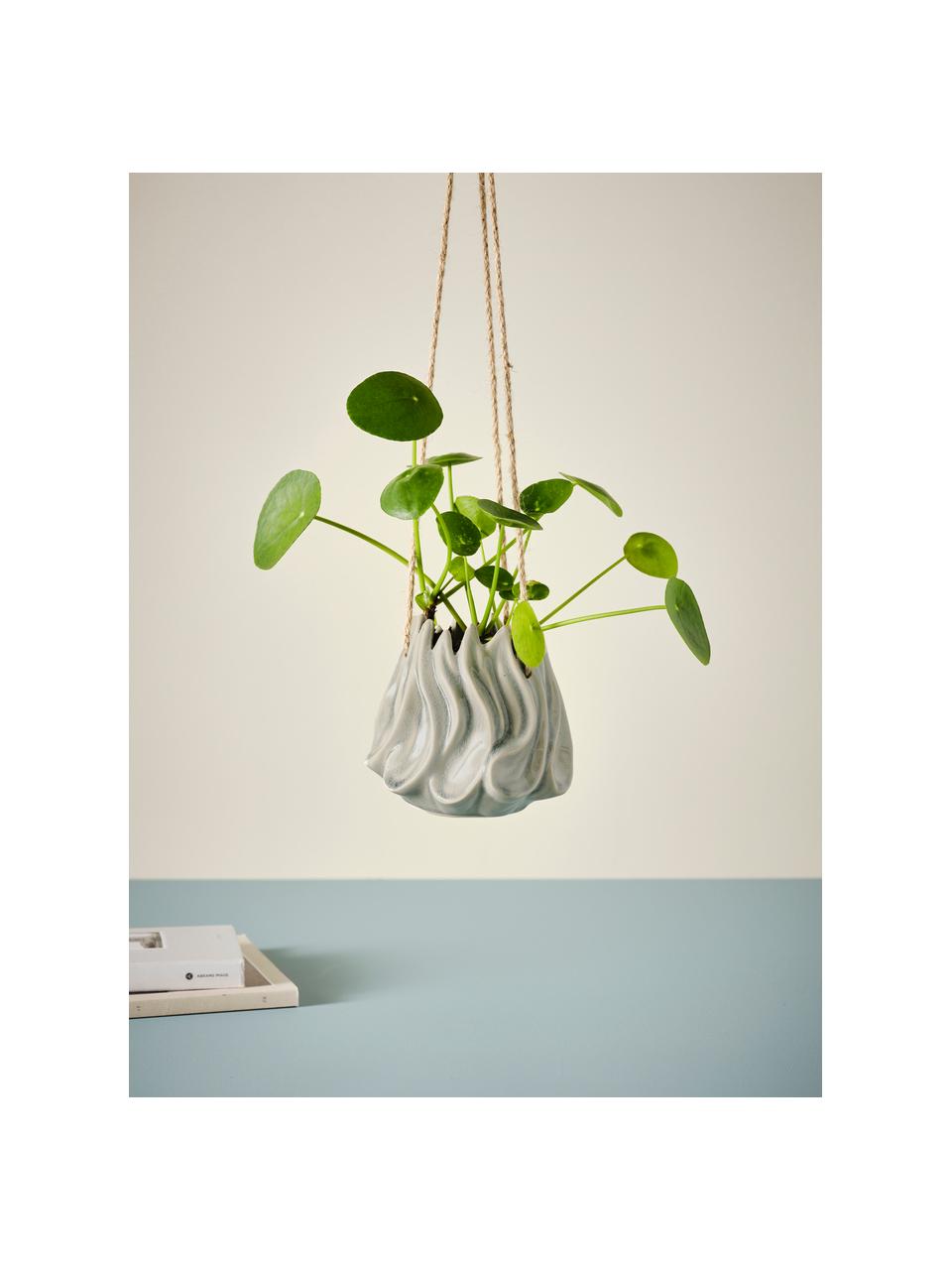 Hangende plantenpot Fina, Keramiek, Beige, Ø 15 x H 16 cm
