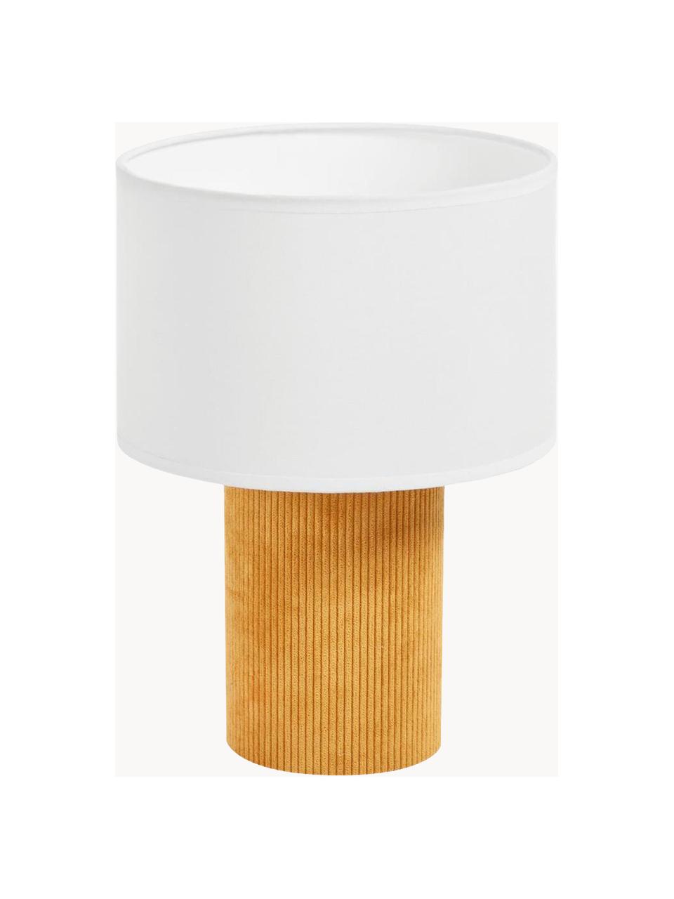 Malá manšestrová stolní lampa Bianella, Krémově bílá, hořčicově žlutá, Ø 20 cm x V 29 cm