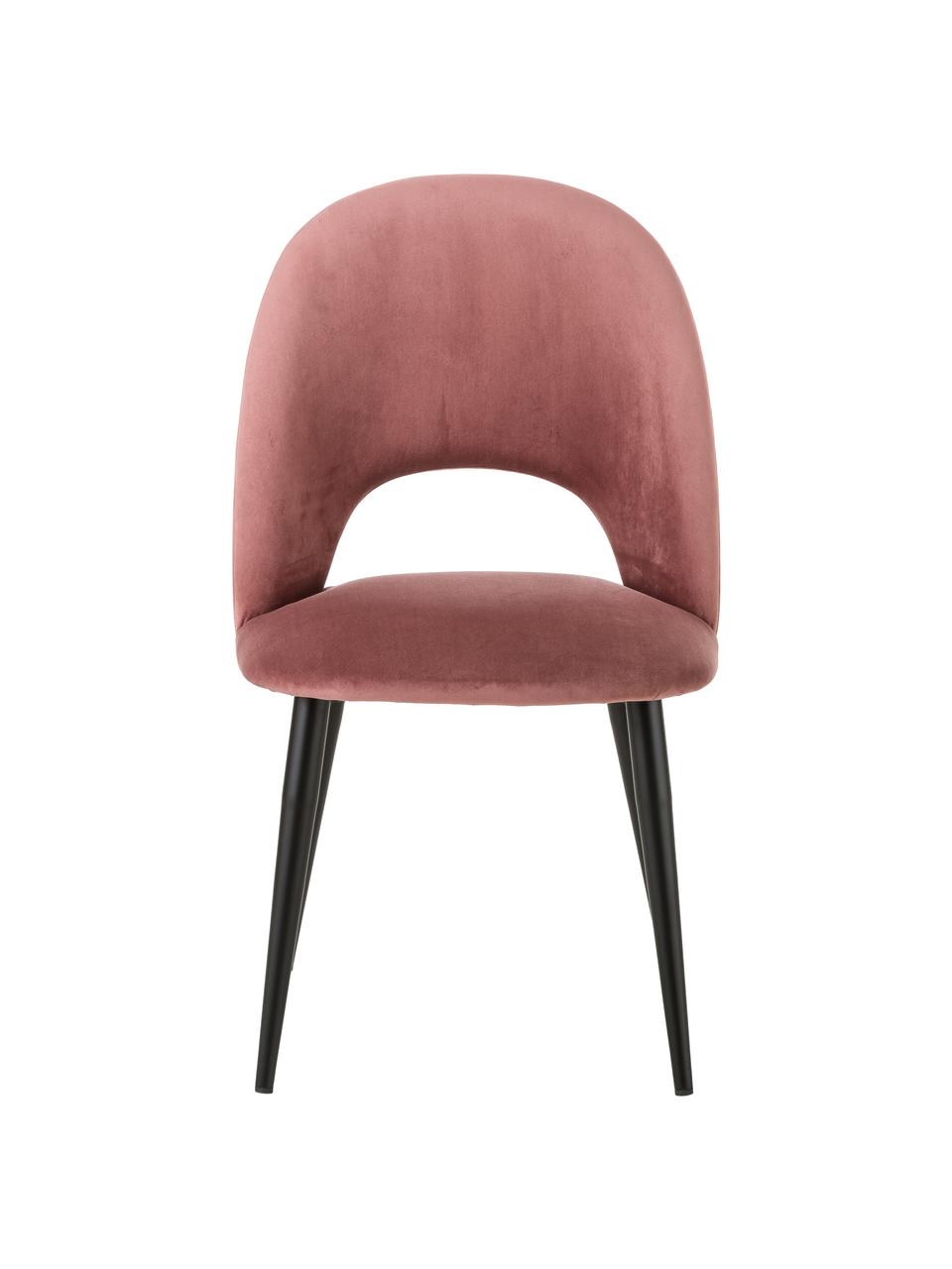 Krzesło tapicerowane z aksamitu Rachel, Tapicerka: aksamit (poliester) Dzięk, Nogi: metal malowany proszkowo, Aksamitny brudny różowy, S 53 x G 57 cm