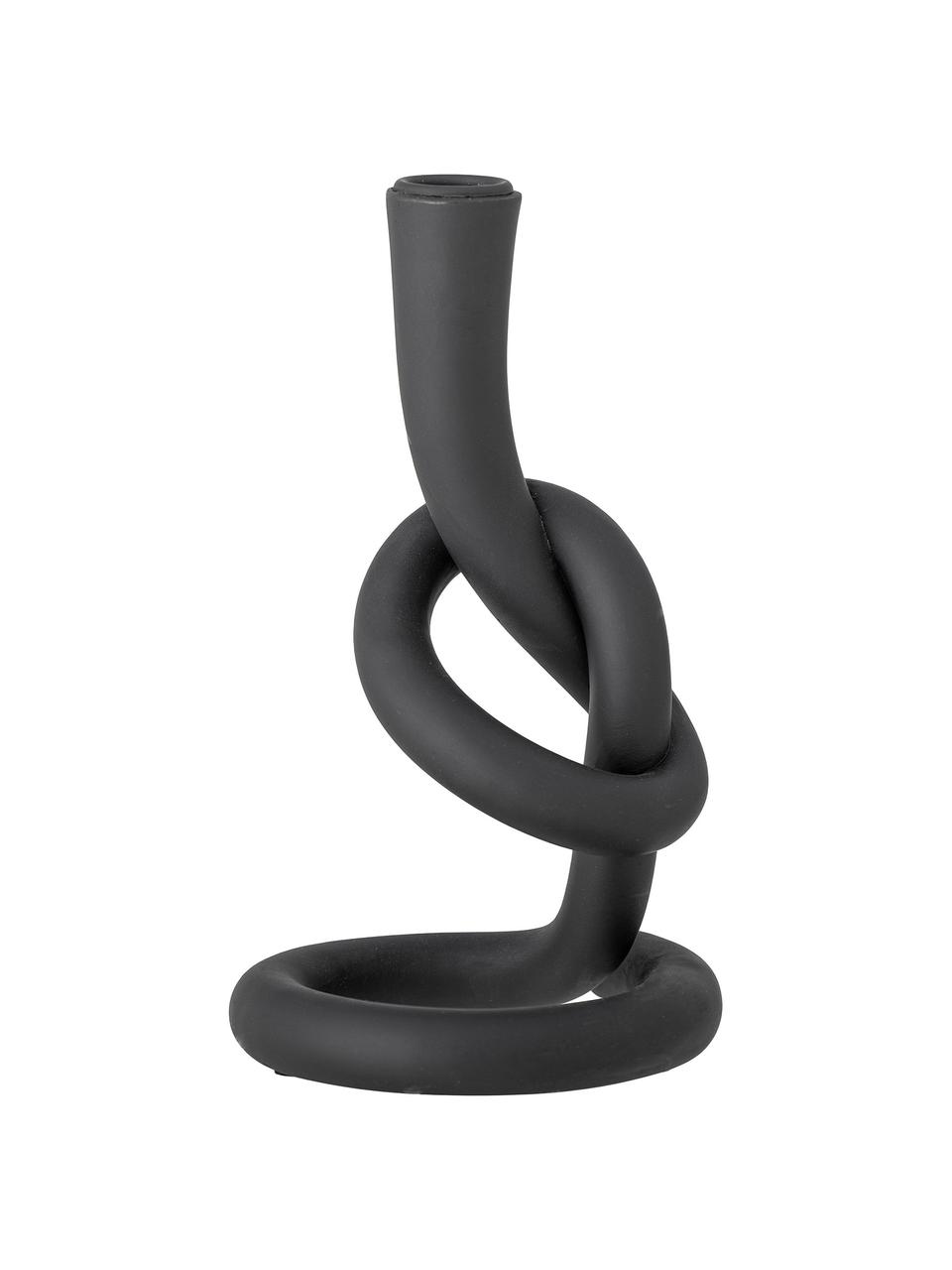 Candelabro moderno Flikka, Poliresina, Negro, An 13 x Al 22 cm