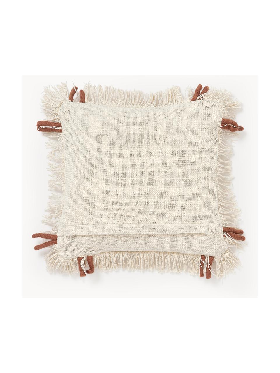 Ručne vyrobený bavlnený poťah na vankúš Catalina, Svetlobéžová, terakotová, Š 45 x D 45 cm