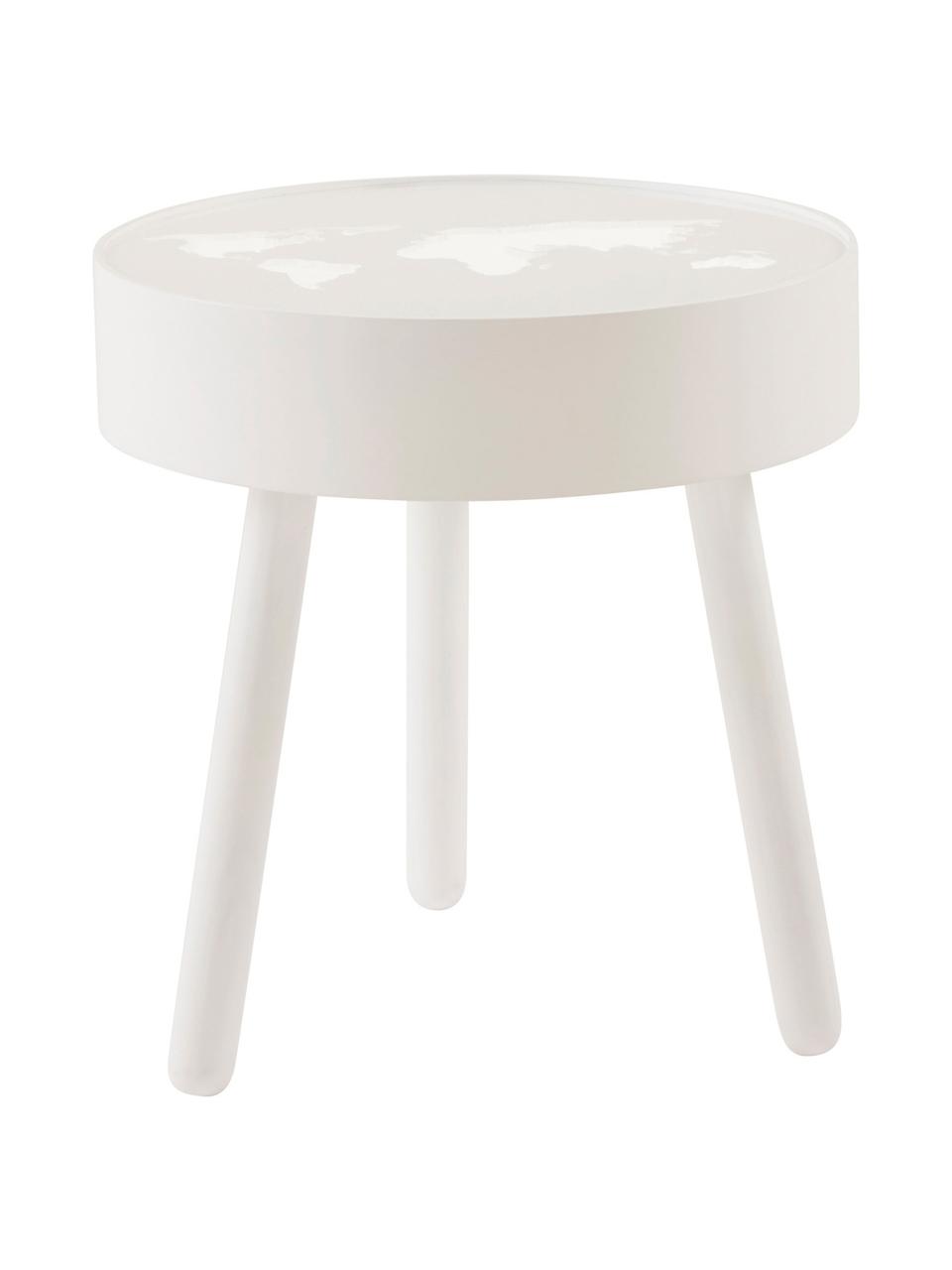 Table ronde bois blanc avec éclairage LED intégré Monroy, Blanc, Ø 40 x haut. 42 cm