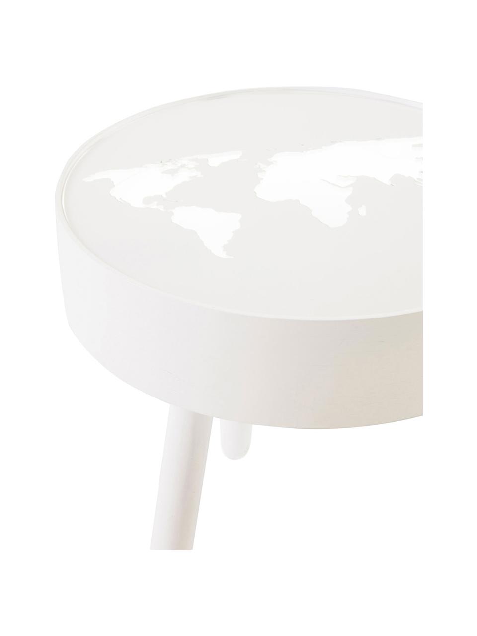 Stolik z drewna ze zintegrowaną lampą LED Monroy, Stelaż: drewno, Blat: szkło akrylowe, Biały, Ø 40 x W 42 cm