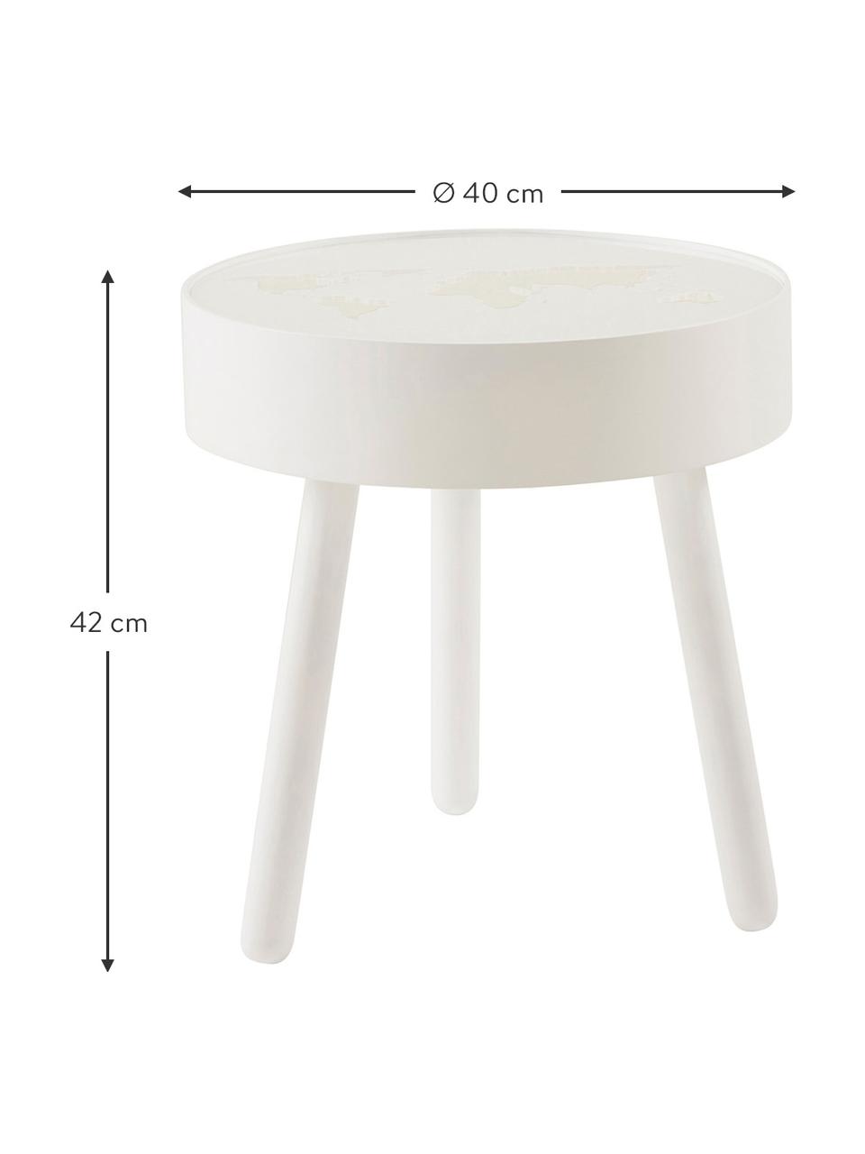 Houten tafel Monroy met geïntegreerde LED-verlichting, Frame: hout, Tafelblad: acrylglas, Wit, Ø 40 x H 42 cm