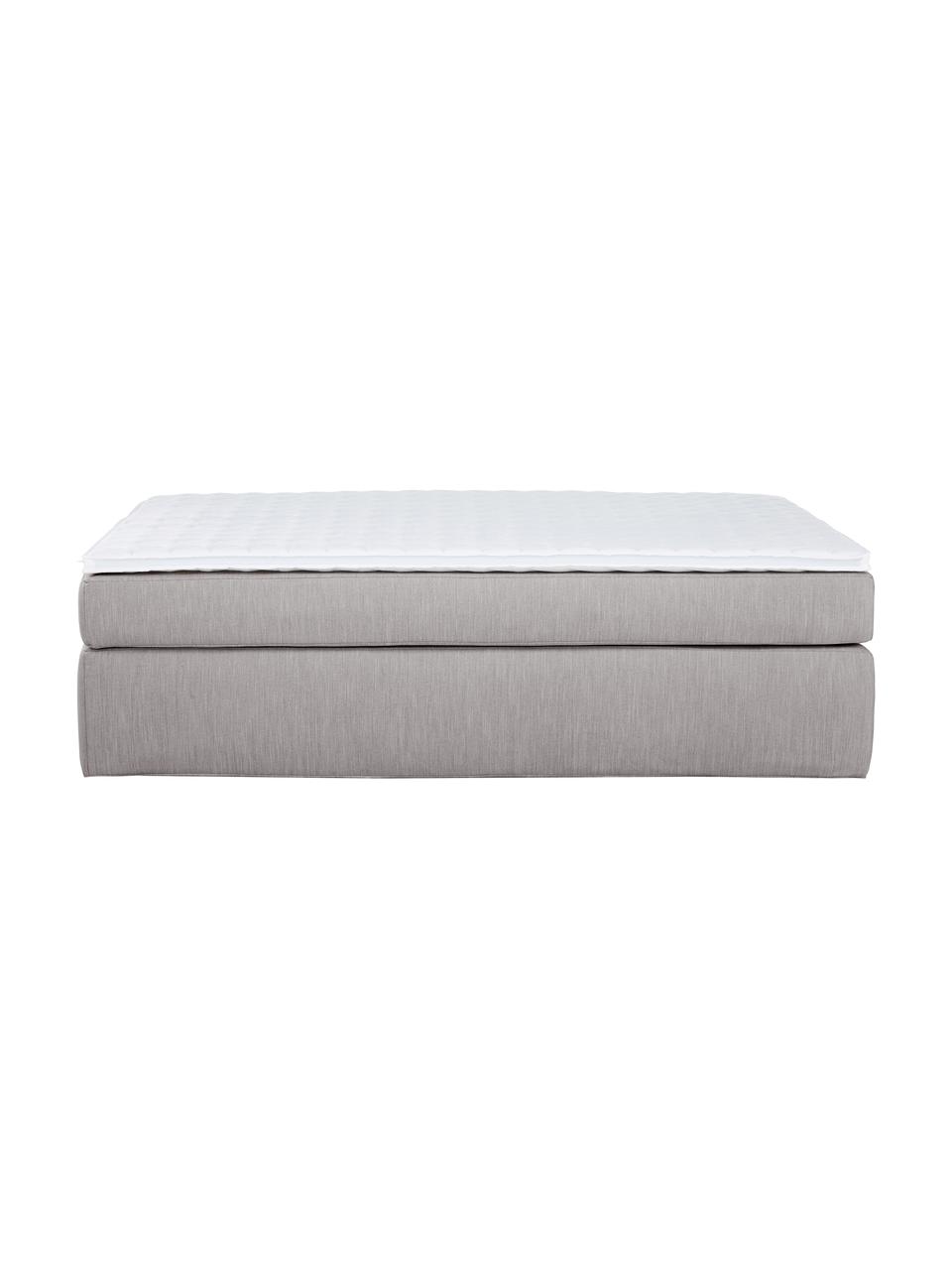 Letto boxspring senza testiera Enya, Materasso: nucleo a 5 zone di molle , Struttura: legno di pino massiccio, , Piedini: plastica, Tessuto grigio, 140 x 200 cm, grado di durezza H2