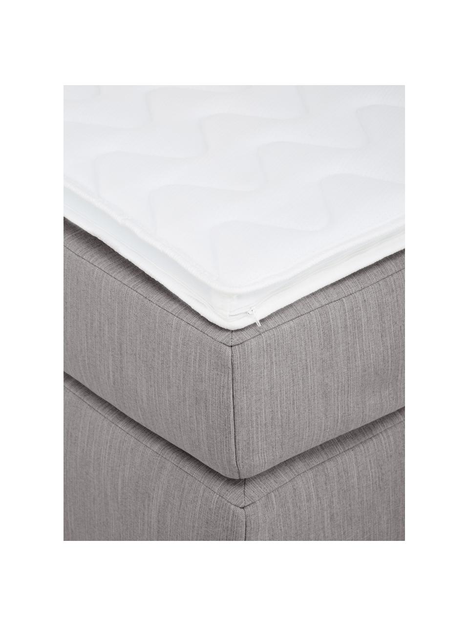 Letto boxspring senza testiera Enya, Materasso: nucleo a 5 zone di molle , Struttura: legno di pino massiccio, , Piedini: plastica, Tessuto grigio, 140 x 200 cm, grado di durezza H2