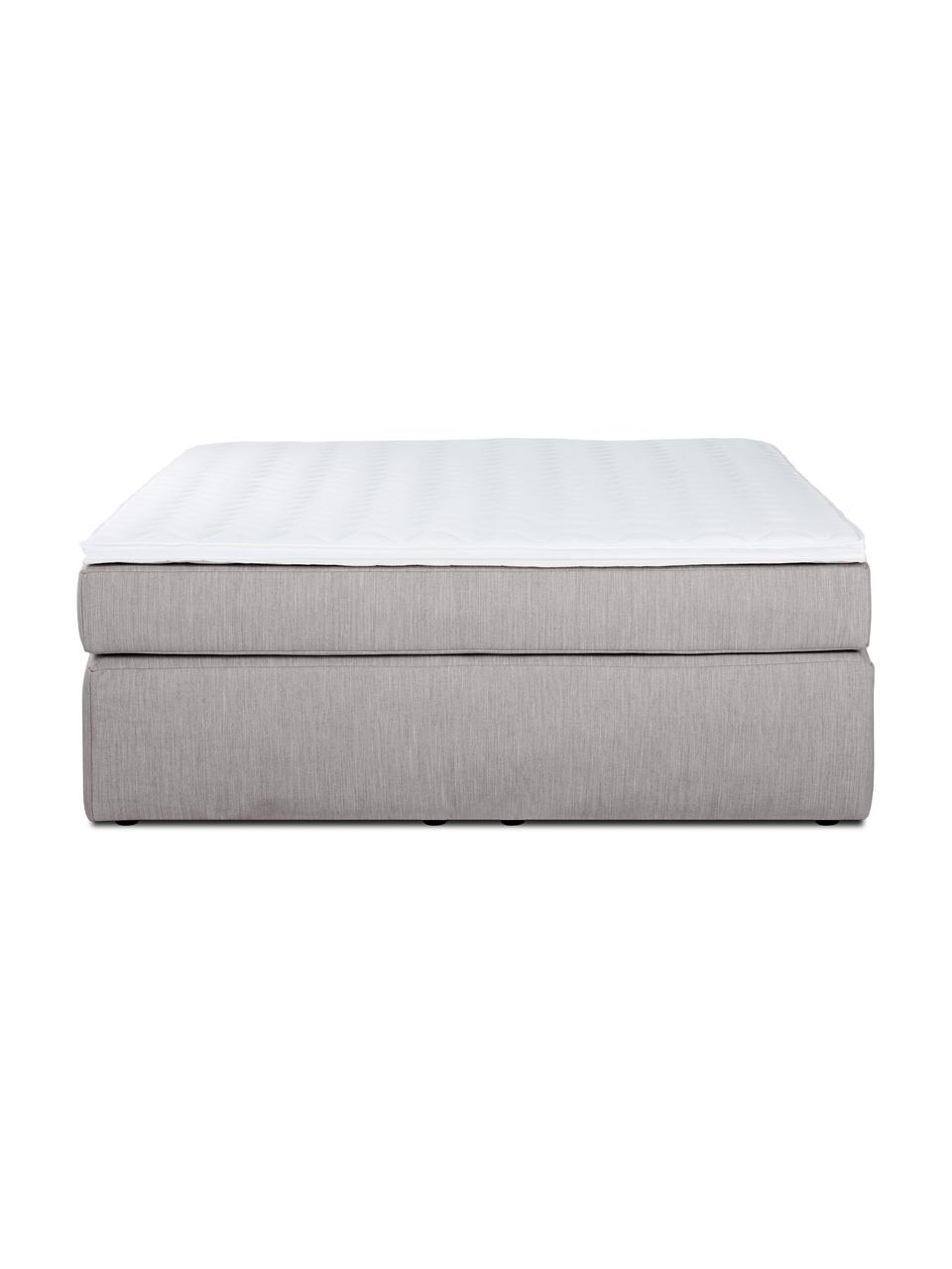 Letto boxspring senza testiera Enya, Materasso: nucleo a 5 zone di molle , Struttura: legno di pino massiccio, , Piedini: plastica, Tessuto grigio, 140 x 200 cm, grado di durezza H2