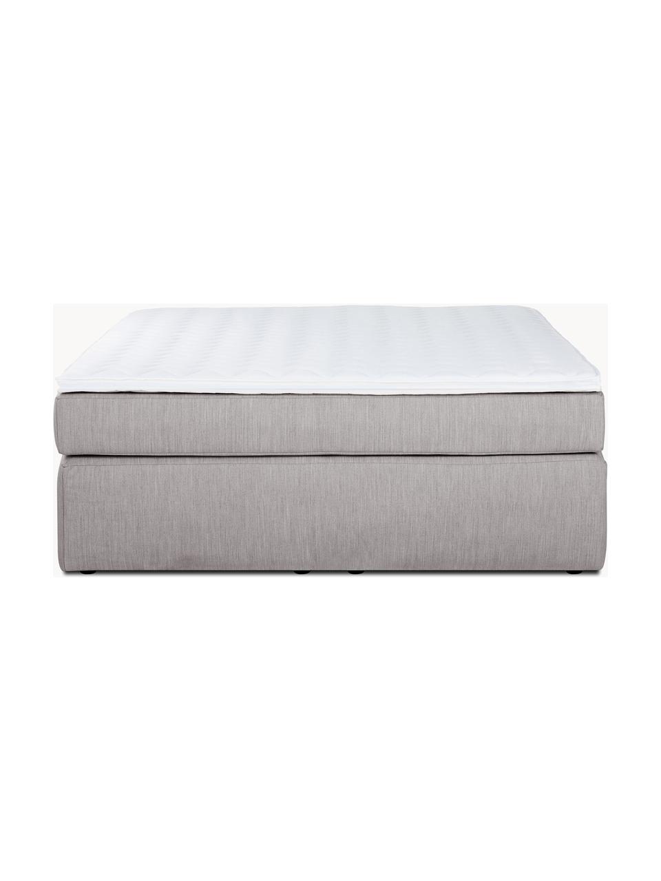 Boxspringbett Enya, Matratze: 5-Zonen-Taschenfederkern, Webstoff Grau, B 140 x L 200 cm, Härtegrad H2