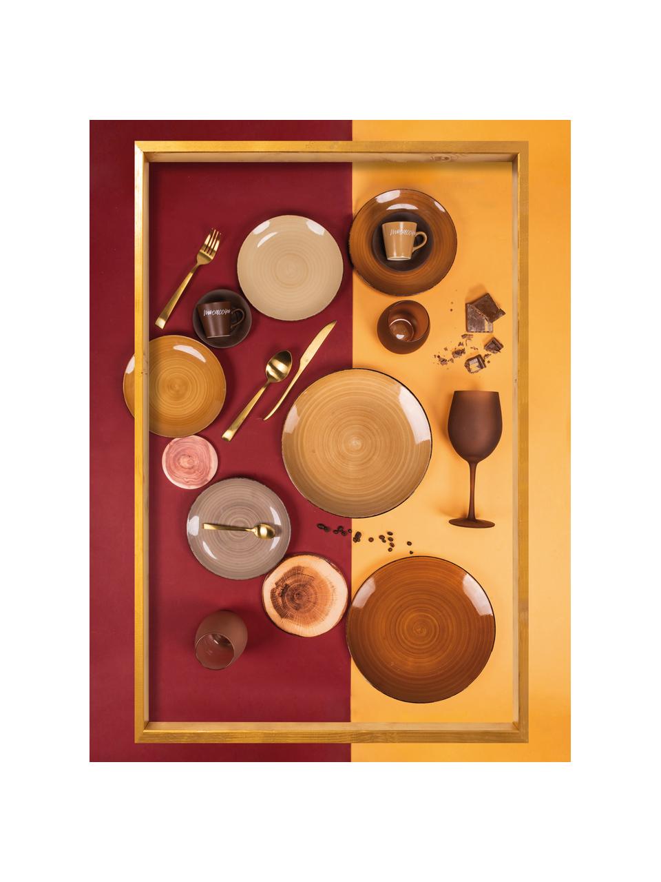 Handbeschilderde serviesset Baita, 6 personen (18-delig), Keramiek, Roodtinten, beige, Set met verschillende formaten