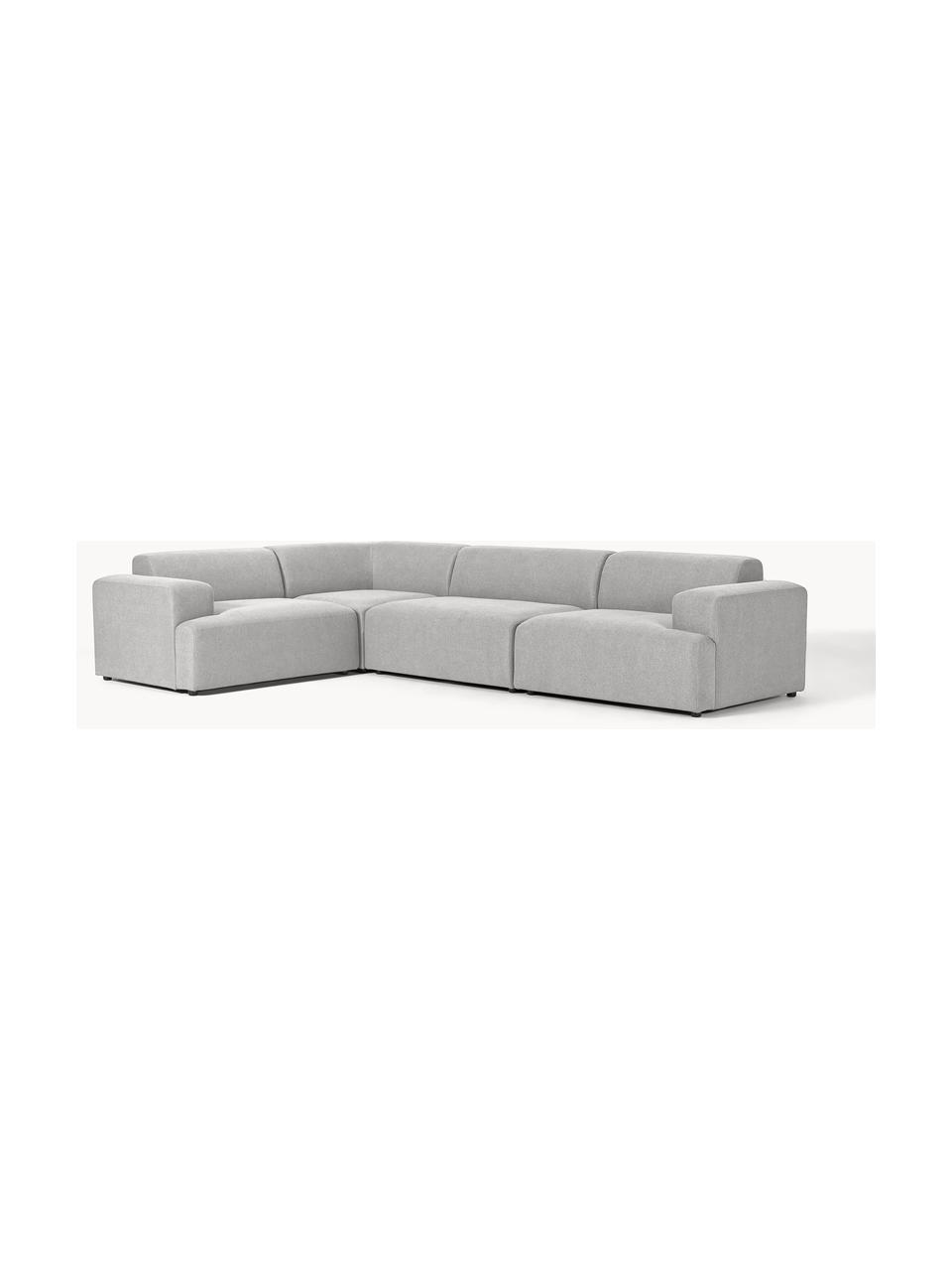 Grosses Ecksofa Melva (4-Sitzer), Bezug: 100 % Polyester Der strap, Gestell: Massives Kiefern- und Fic, Webstoff Hellgrau, B 339 x T 220 cm, Eckteil links