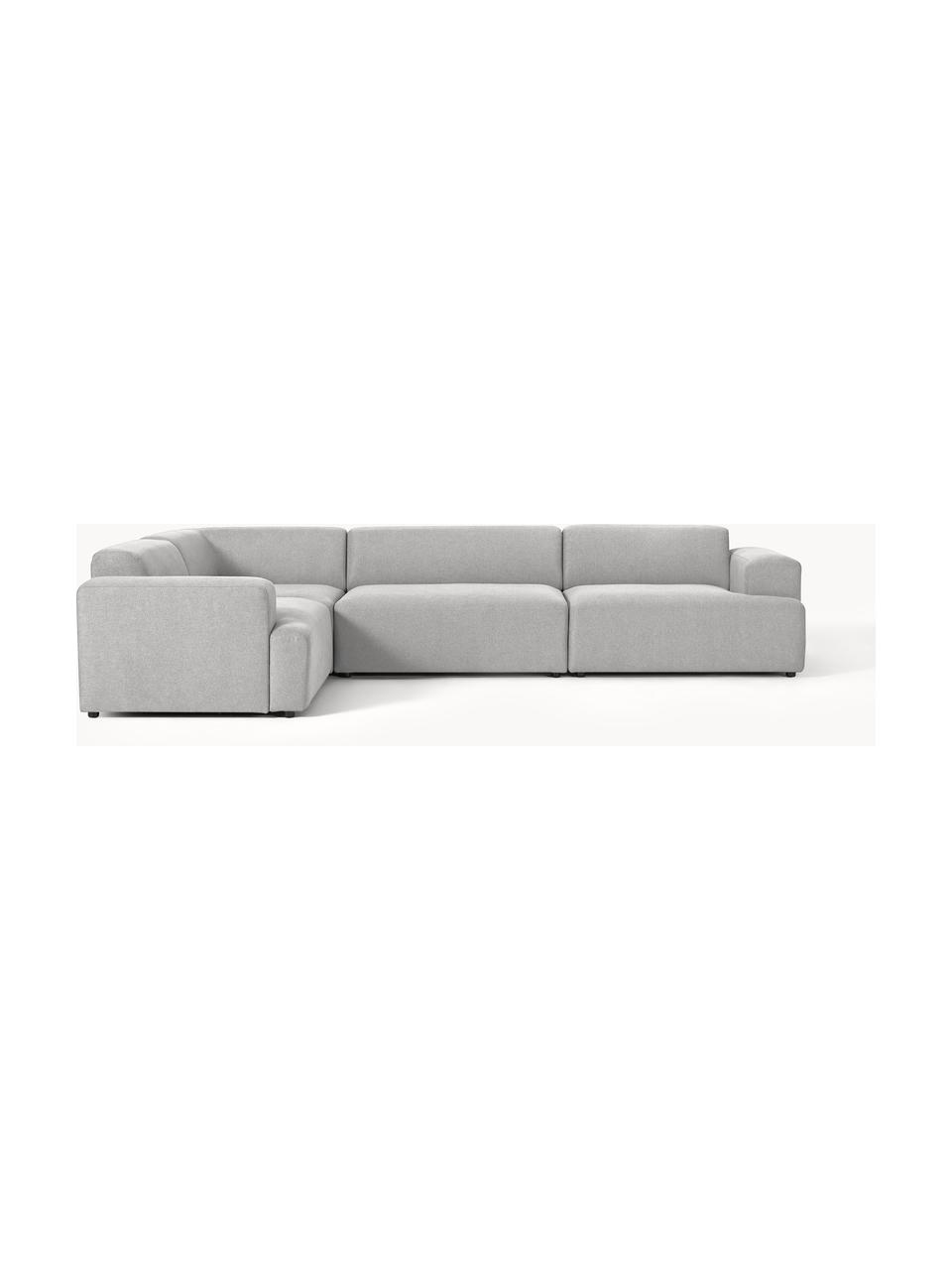 Grosses Ecksofa Melva (4-Sitzer), Bezug: 100 % Polyester Der strap, Gestell: Massives Kiefern- und Fic, Webstoff Hellgrau, B 339 x T 220 cm, Eckteil links