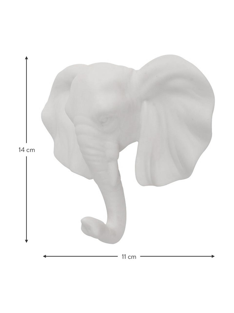 Hak ścienny z porcelany Elephant, Porcelana, Biały, W 14 cm