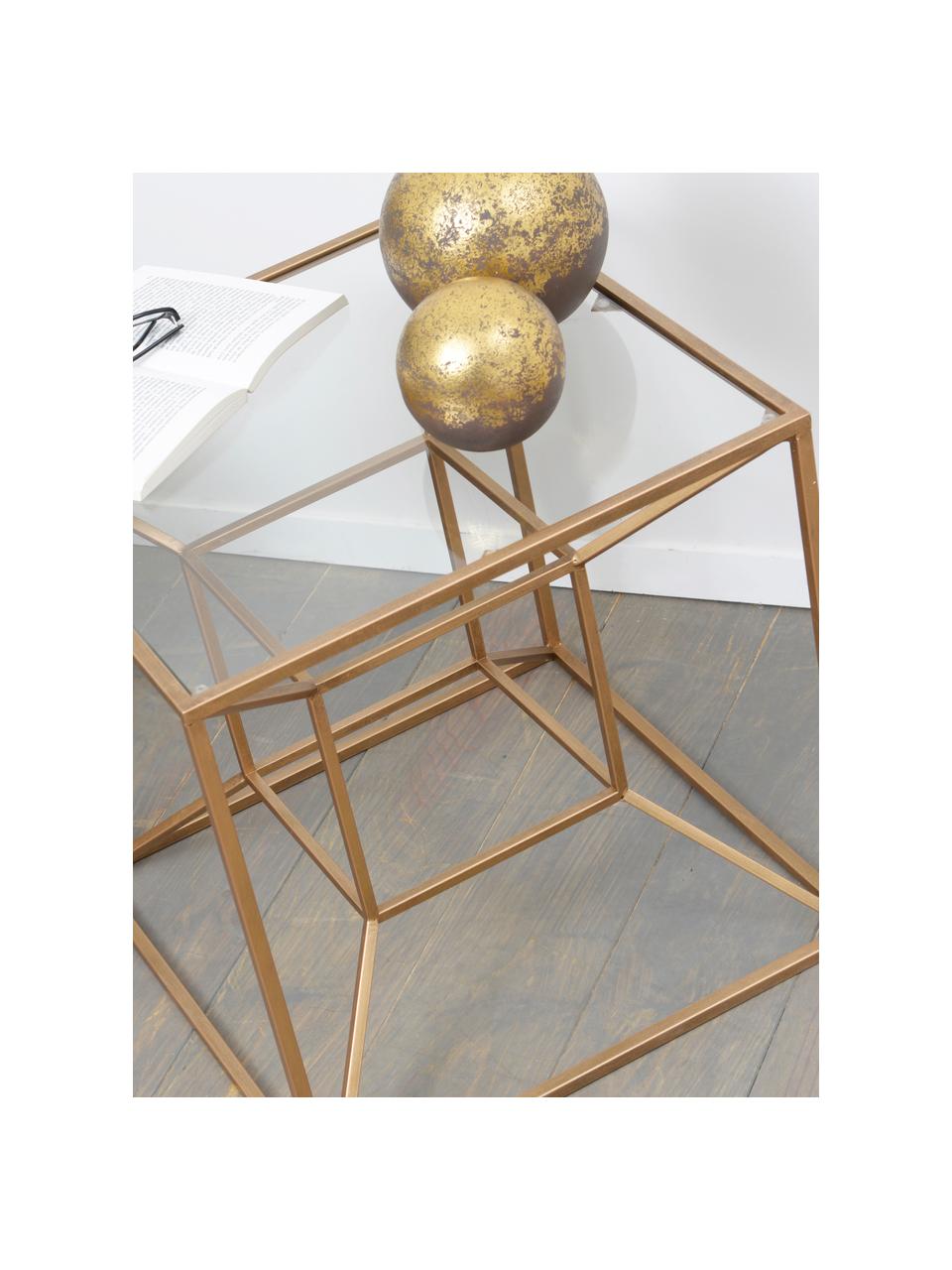 Konferenčný stolík Cubo, Odtiene zlatej, priehľadná, Š 50 x H 50 cm